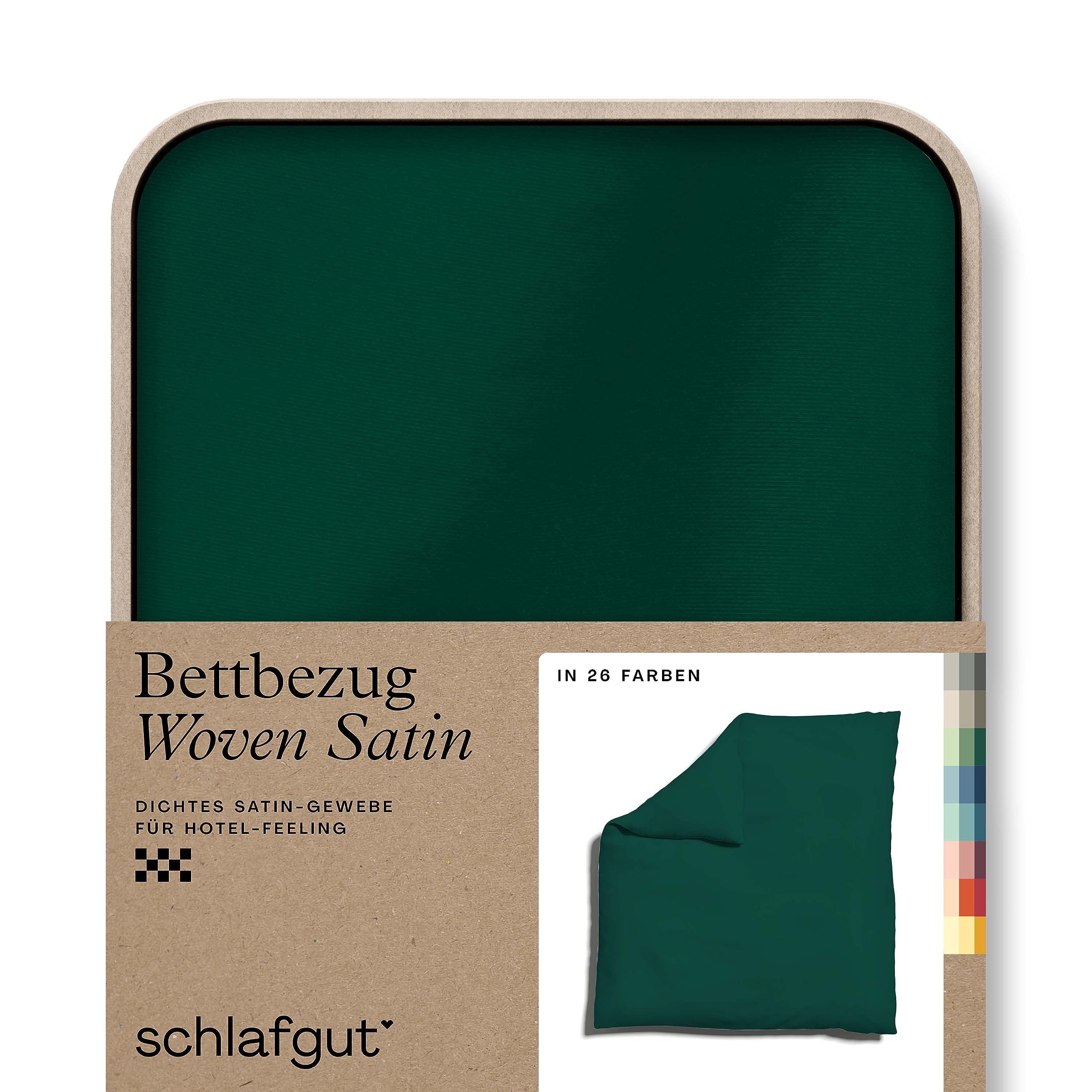 schlafgut Woven Satin Bettwäsche 200x200cm Bettdecke Bezug einzeln, Green Deep Uni in Hotelqualität mit 100% Baumwolle