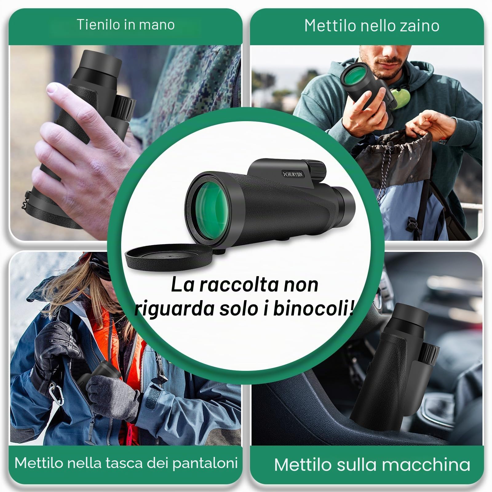 Monocolo HD 8 x 42 mm, adatto per bird watching, caccia, viaggi