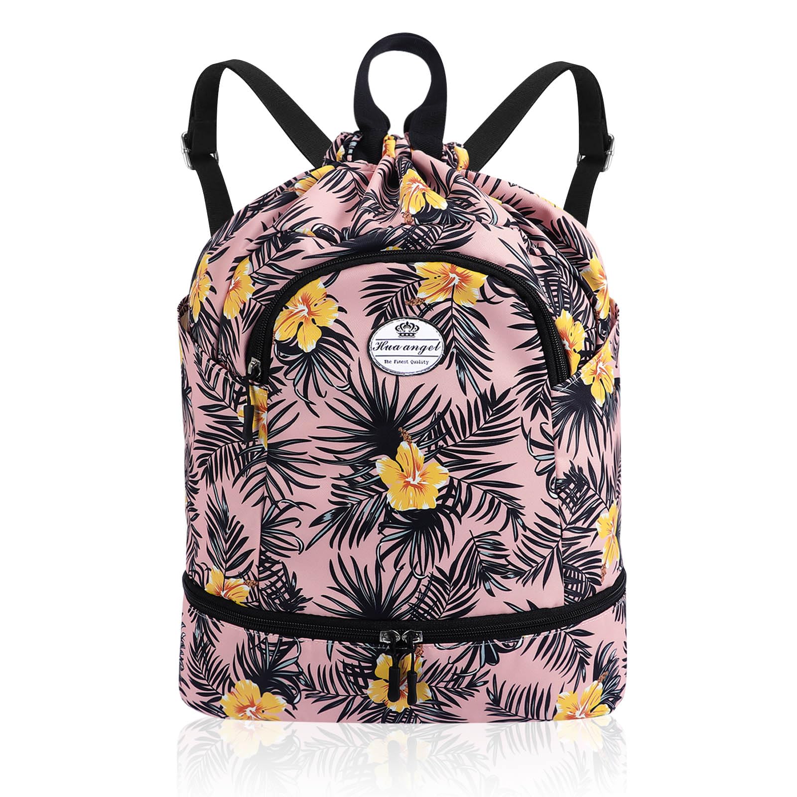 HUA ANGEL Unisex Drawstring Backpack Sports Gym Bag Drawstring Bag Weekend Daypack With Shoe Compartment for Women Men Basketball Football Outdoor Fitness Yoga Swimming Beach