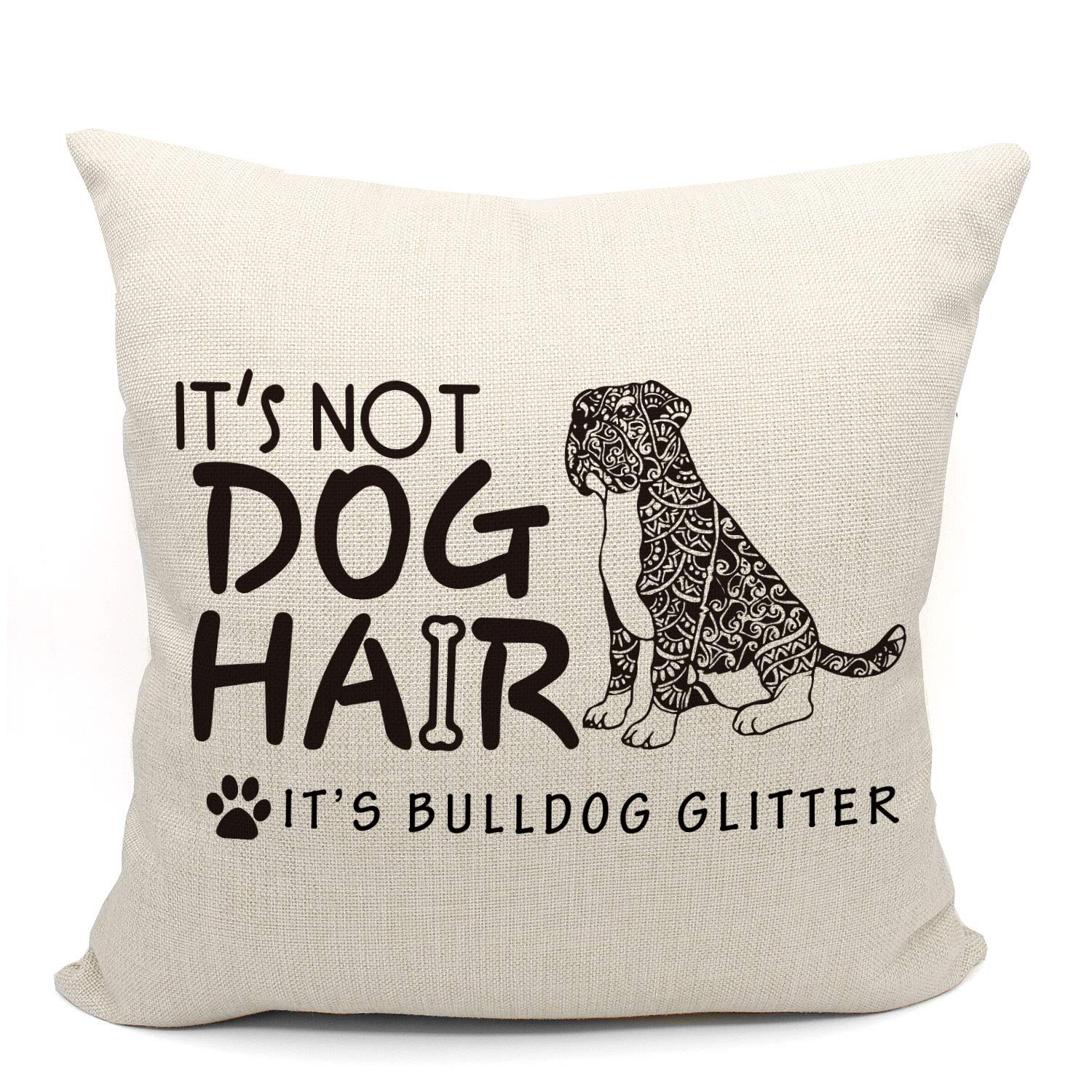 Mancheng-zi Its Not Dog Hair Its Bulldog Glitter Throw Pillow Case Dog Lover Gifts Funny Bulldog Decor Bulldog