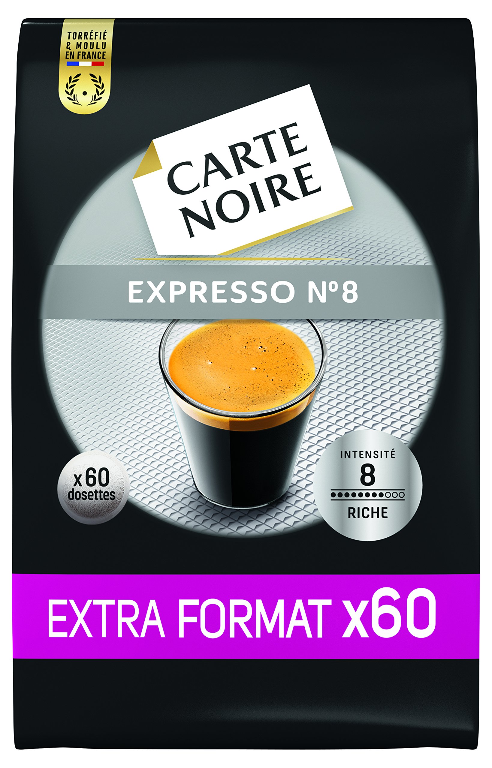Carte Noire – Café tostado molido expreso N°8 – Lote de 5 – 300 cápsulas espresso individuales flexibles