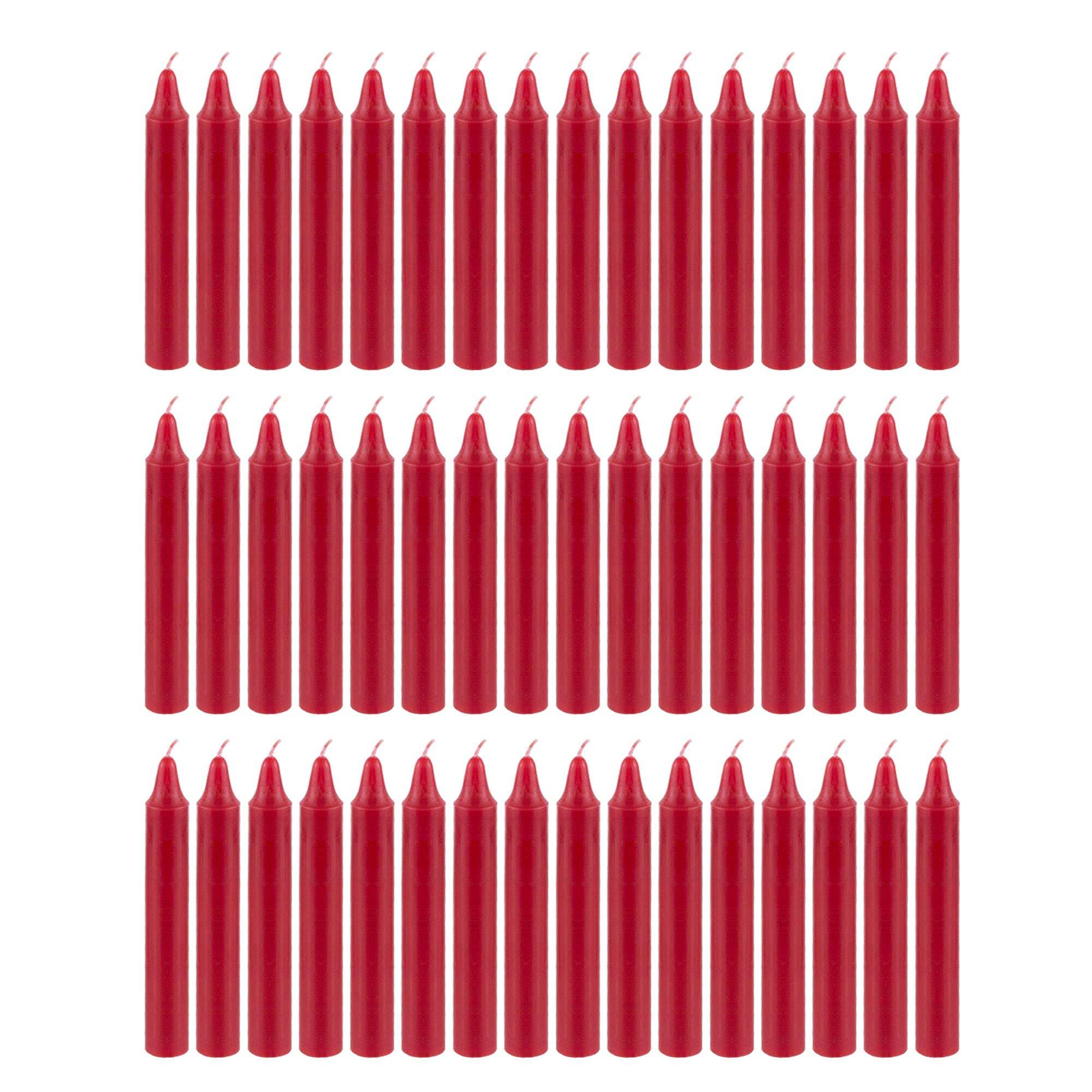 Mega Candles 48 pcs Unscented Straight Red Taper Candles, Hand Poured Wax Candle 5 Inch x 3/4 Inch, Home Décor, Wedding Receptions, Centerpieces, Birthdays, Celebrations, Romantic Events, Holders