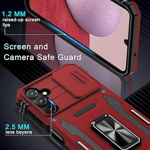 Miniatura 7 de DEERLAMN Funda para Samsung Galaxy A14 5G con Cubierta Deslizante para Cámara + Protector de Pantalla (2 Paquetes), Soporte de Anillo Giratorio