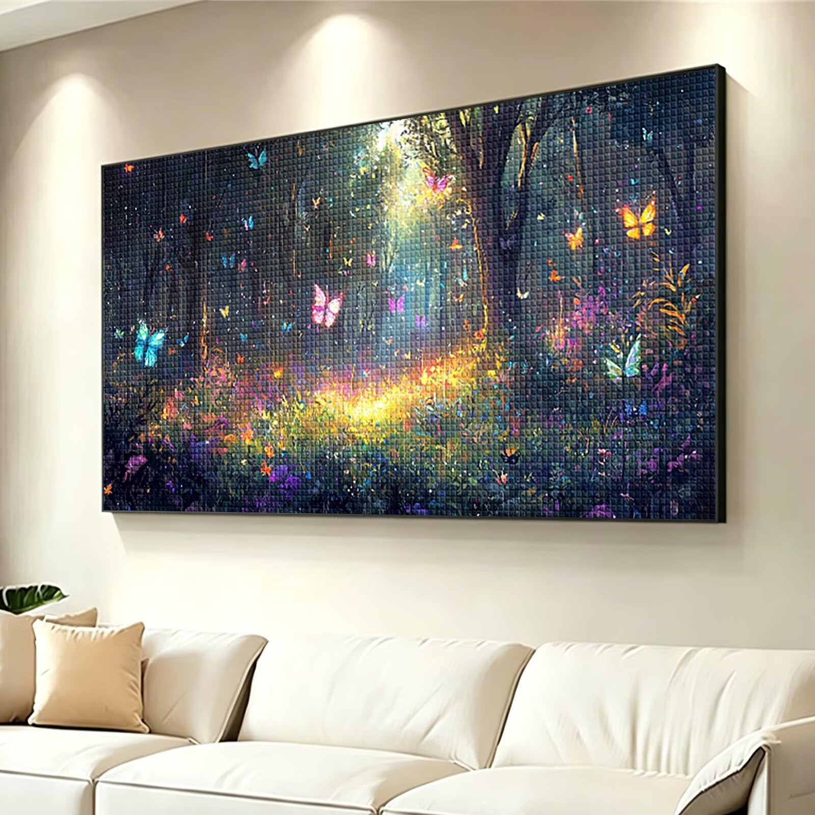 Diamond Painting Erwachsene Groß XXL 120x60cm, Schmetterling Diamant Painting Bilder, 5D Wald Diamond Art Eckige Steine, DIY Crystal Art Stickerei Kreuzstich Set für Deko Wohnzimmer Geschenke 0J-891