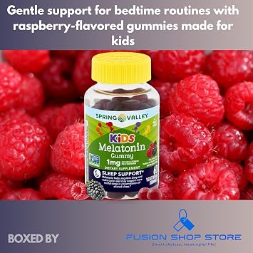 Kids Melatonin Gummies 1mg- Raspberry Flavor, 60 Count, Boxed By Fusion Shop Store