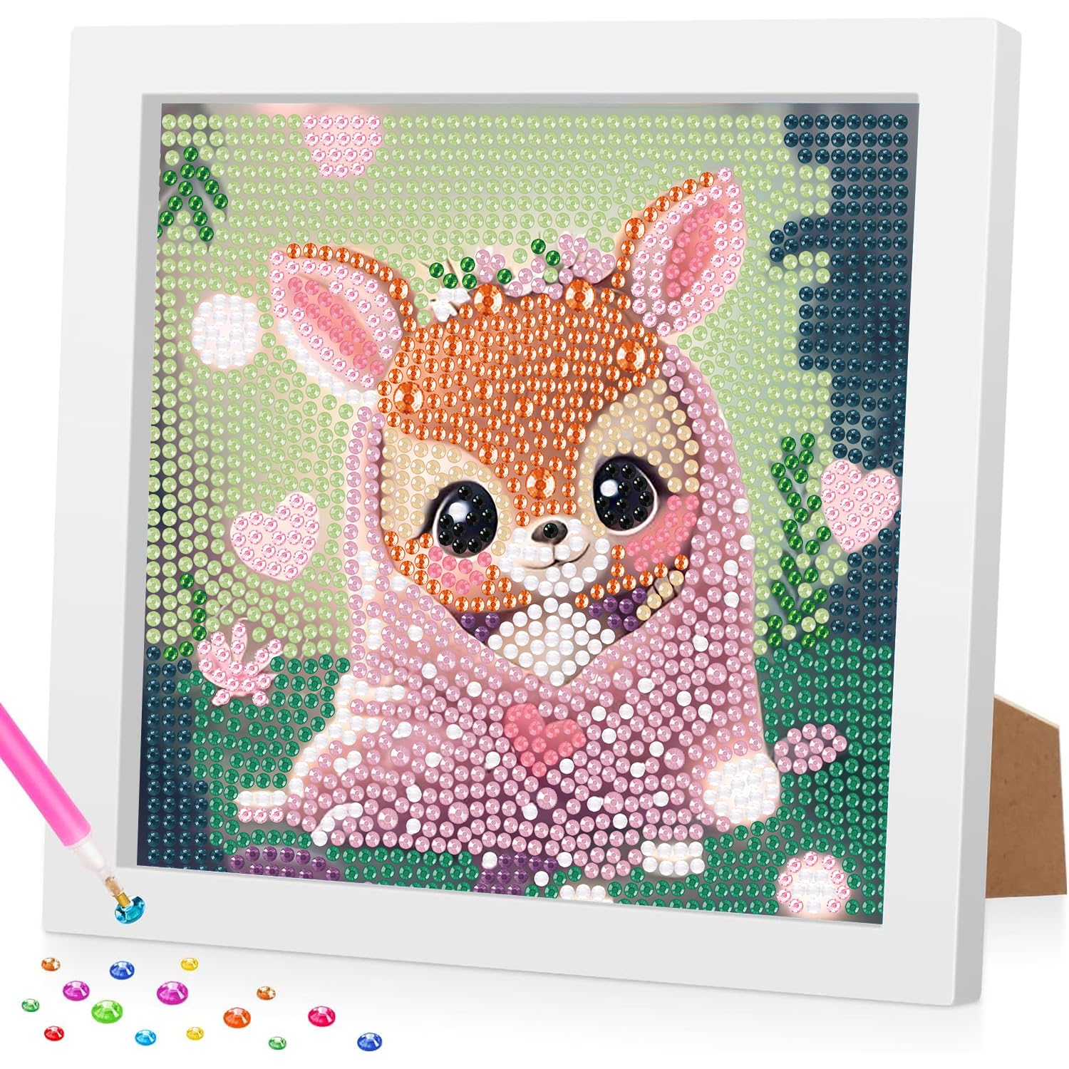 Daisen Art Diamond Painting Kinder mit Rahmen, 5D Reh Diaman