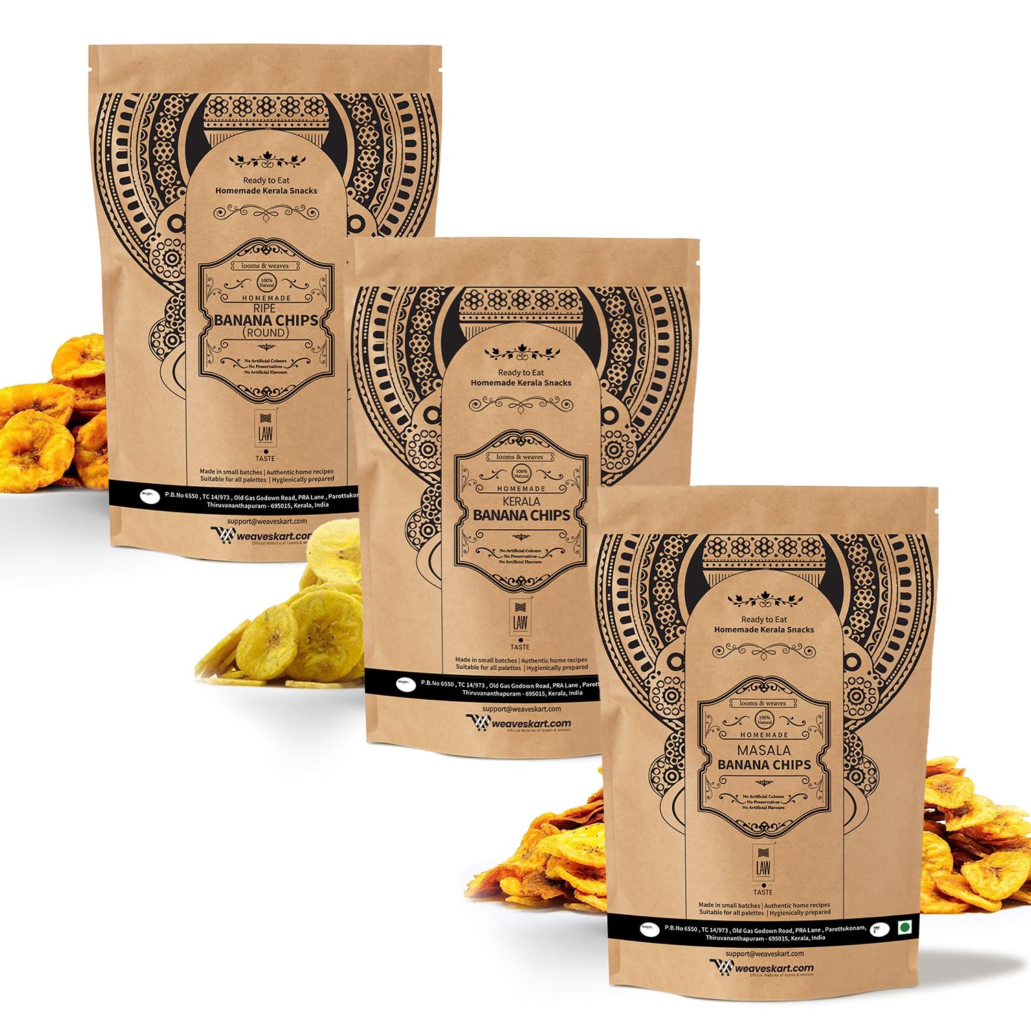 looms & weaves - Premium Kerala Snacks - (250 gm Each) Plain Banana Chips + Masala Banana Chips + Ripened Banana Chips (B07Y9WK9S6) Amazon Price History, Amazon Price Tracker