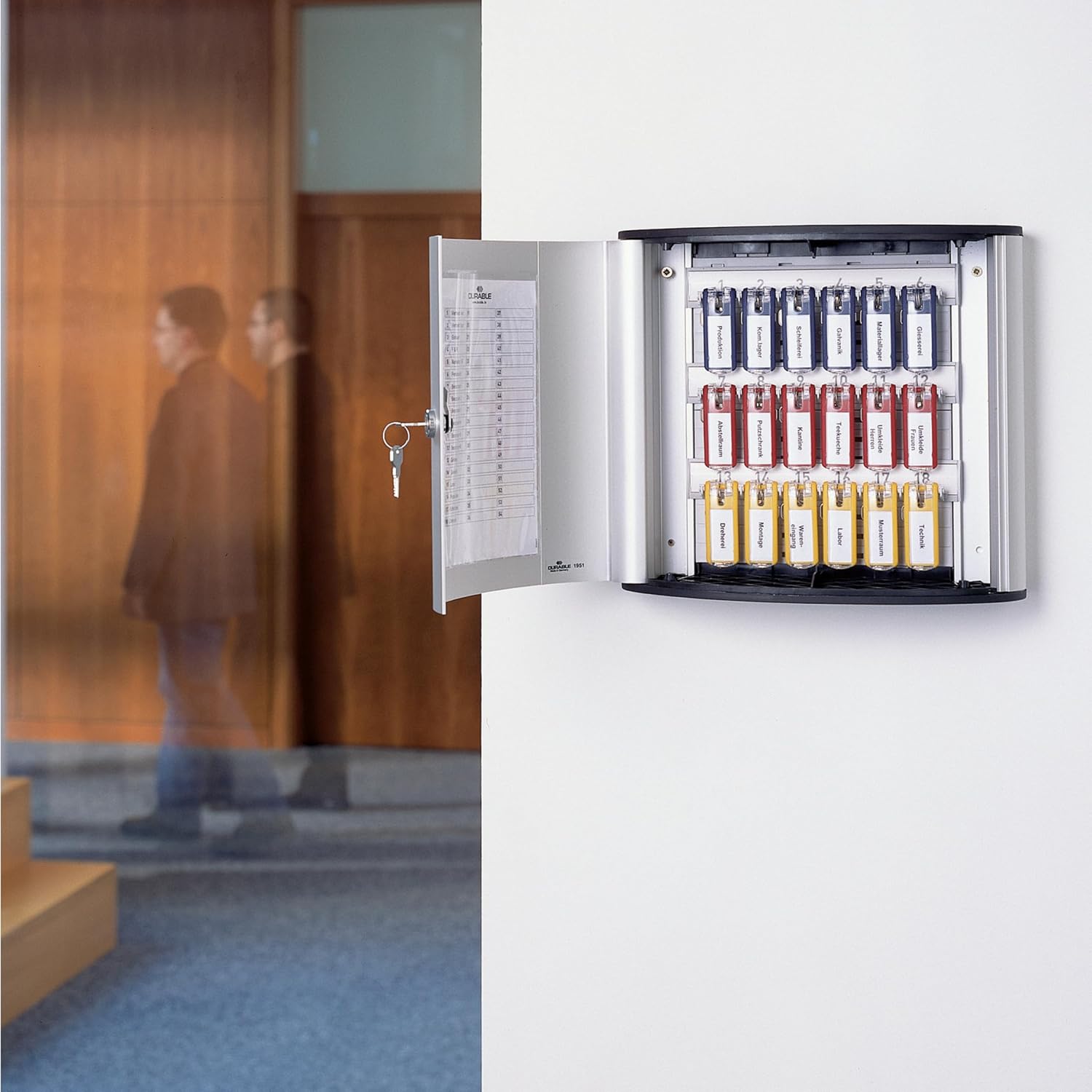 Durable Key Safe Box 12 - Wall Mounted Turn Lock Key Holder Cabinet Holds 12 Key Clip Keys - Securely Locks Keys - Aluminum Key Safe Including 6 Key Clip Tags