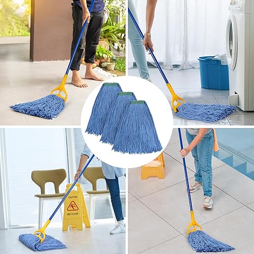 Miniatura 5 de Matthew Cleaning - Paquete de 3 trapeadores de algodón de 16 onzas, cuerda abierta de algodón, repuestos de trapeador de cuerda resistente, fregona