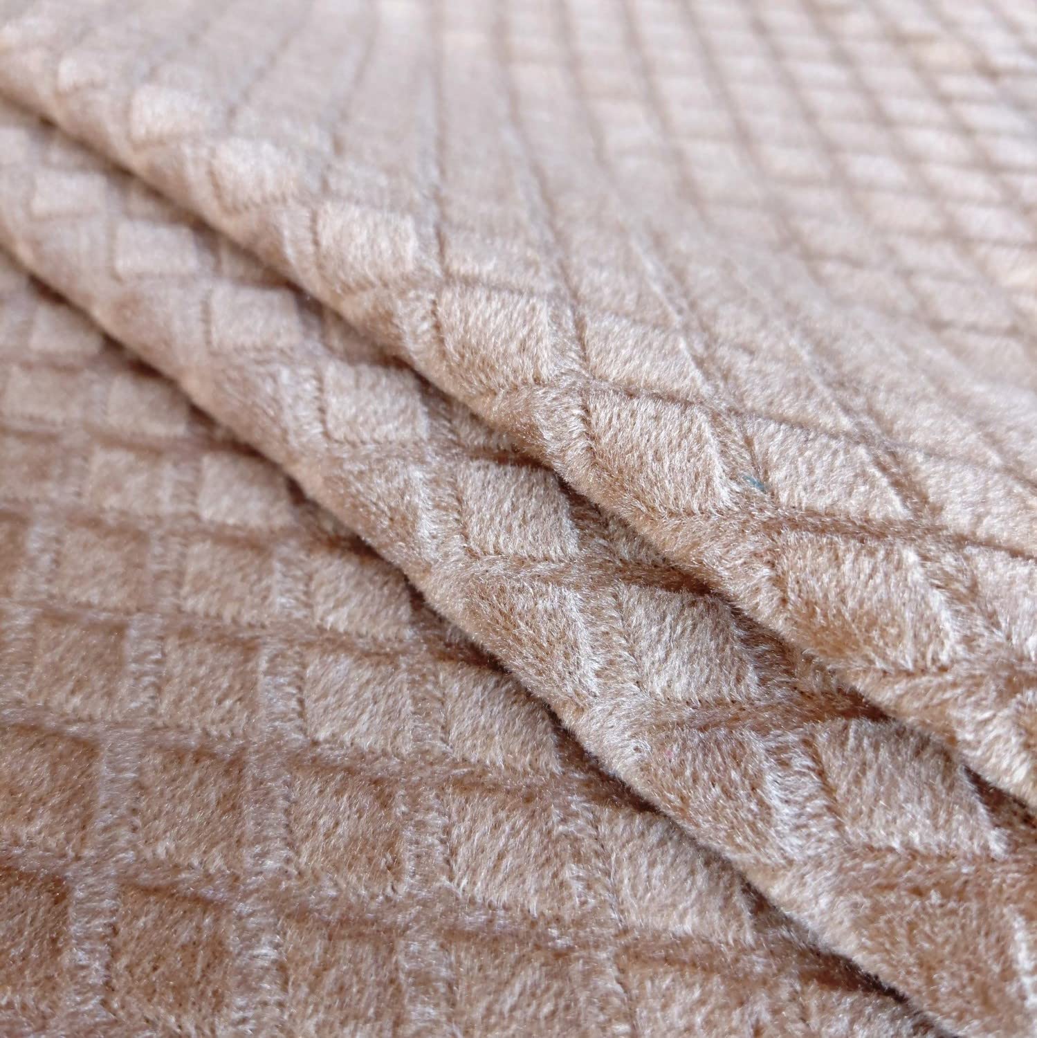 Embossed Velvet Fabric for Sofa Curtains Cushions Furnishing Upholstery Unstitched Fabric - 137CMS (5 Meter, Cream Color)