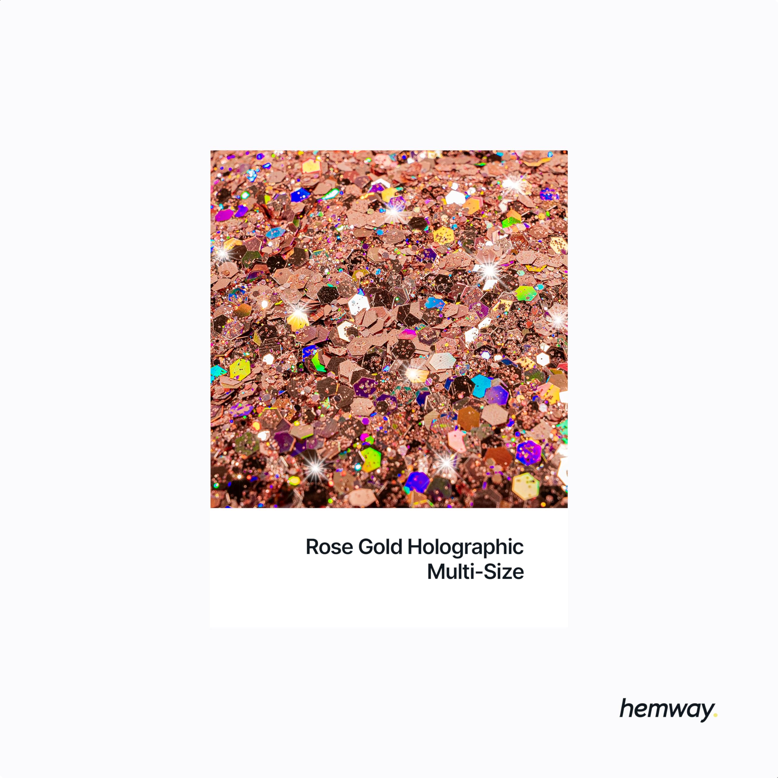 Hemway Craft Glitter Rose Gold Holographic 100g Multi Size Glitter for Crafts Resin, Cosmetic, Nail, Face, Body, Festival - Image 2