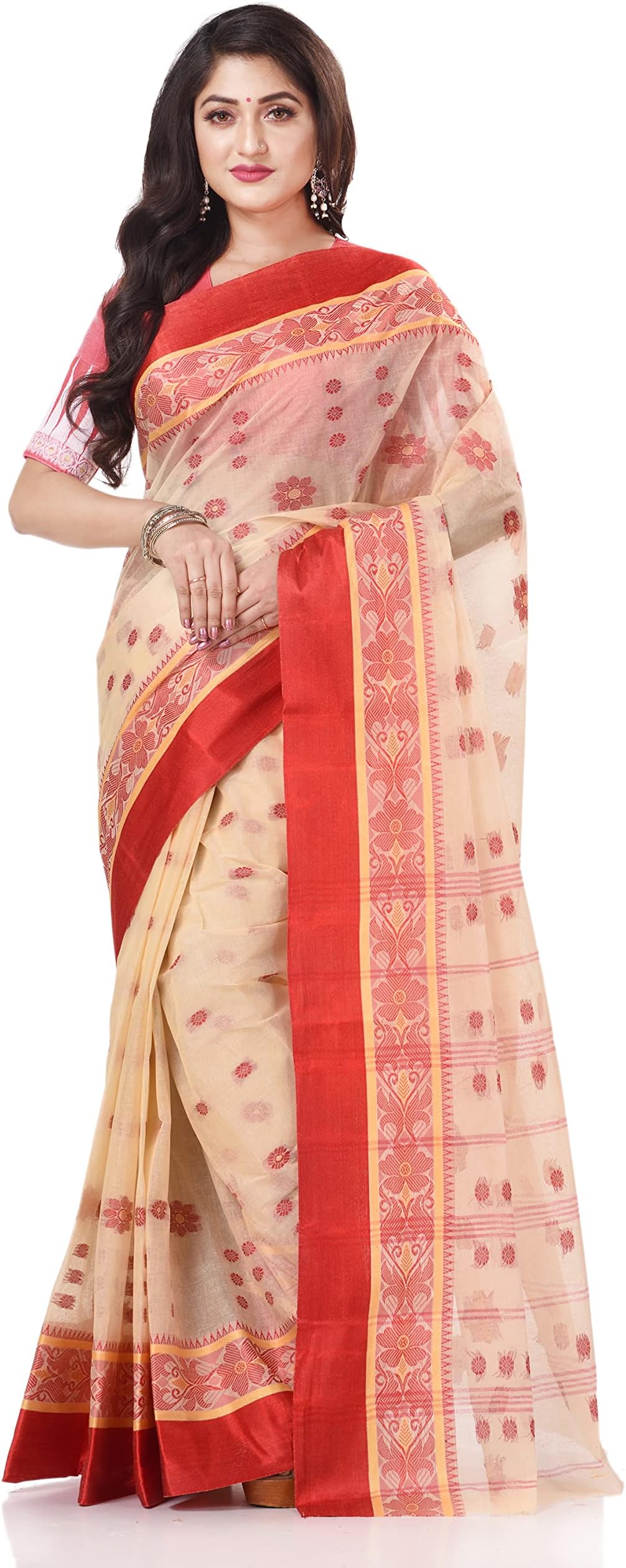 Women`s Cotton Saree Handloom Sarees For Women Cotton Tant Cotton Sarees For Women Phulkoli Design Handloom Sarees For Women Cotton Without Blouse Piece