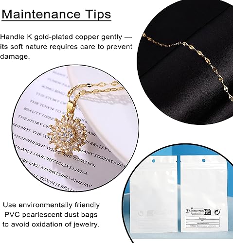 Miniatura 7 de Pulsera giratoria de girasol para mujer, collar de girasol para ansiedad, anillo de circonita dorada, juego de joyas para aliviar la ansiedad y