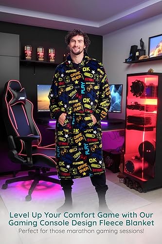 Miniatura 6 de Mad Dog Sherpa - Manta de forro polar con capucha para hombres adultos con mangas largas, acogedora chaqueta poncho con capucha