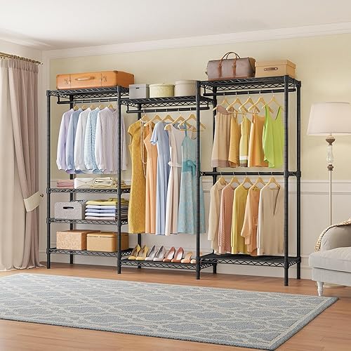 Miniatura 2 de VIPEK V5 Plus - Armario portátil grande independiente, perchero multifuncional de metal resistente para colgar ropa, 85.4 pulgadas de largo x 15.7