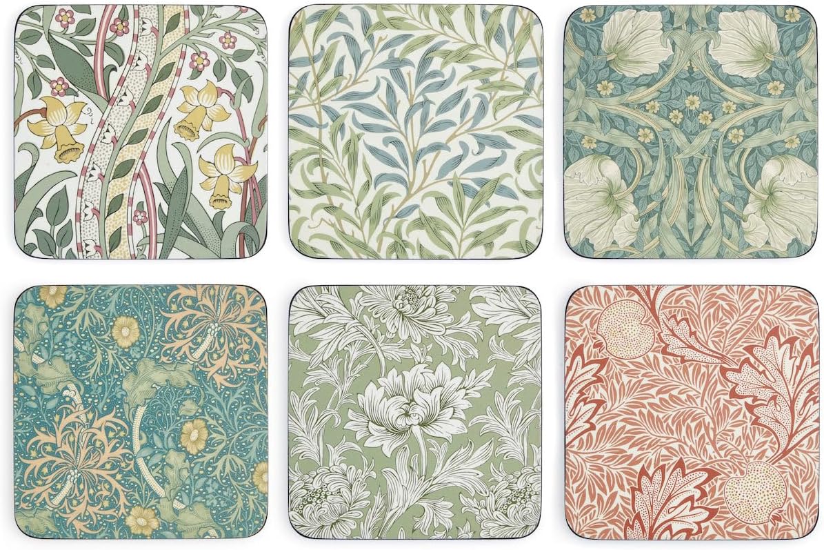 Spode Morris & Co Coasters Set of 6, Multi Coloured, 10.5cm x 10.5cm/ 4" x 4" (X0010269174)