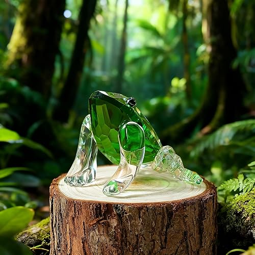 Miniatura 6 de H&D HYALINE & DORA Pequeña figura de rana de cristal colección pisapapeles centro de mesa adorno (verde)