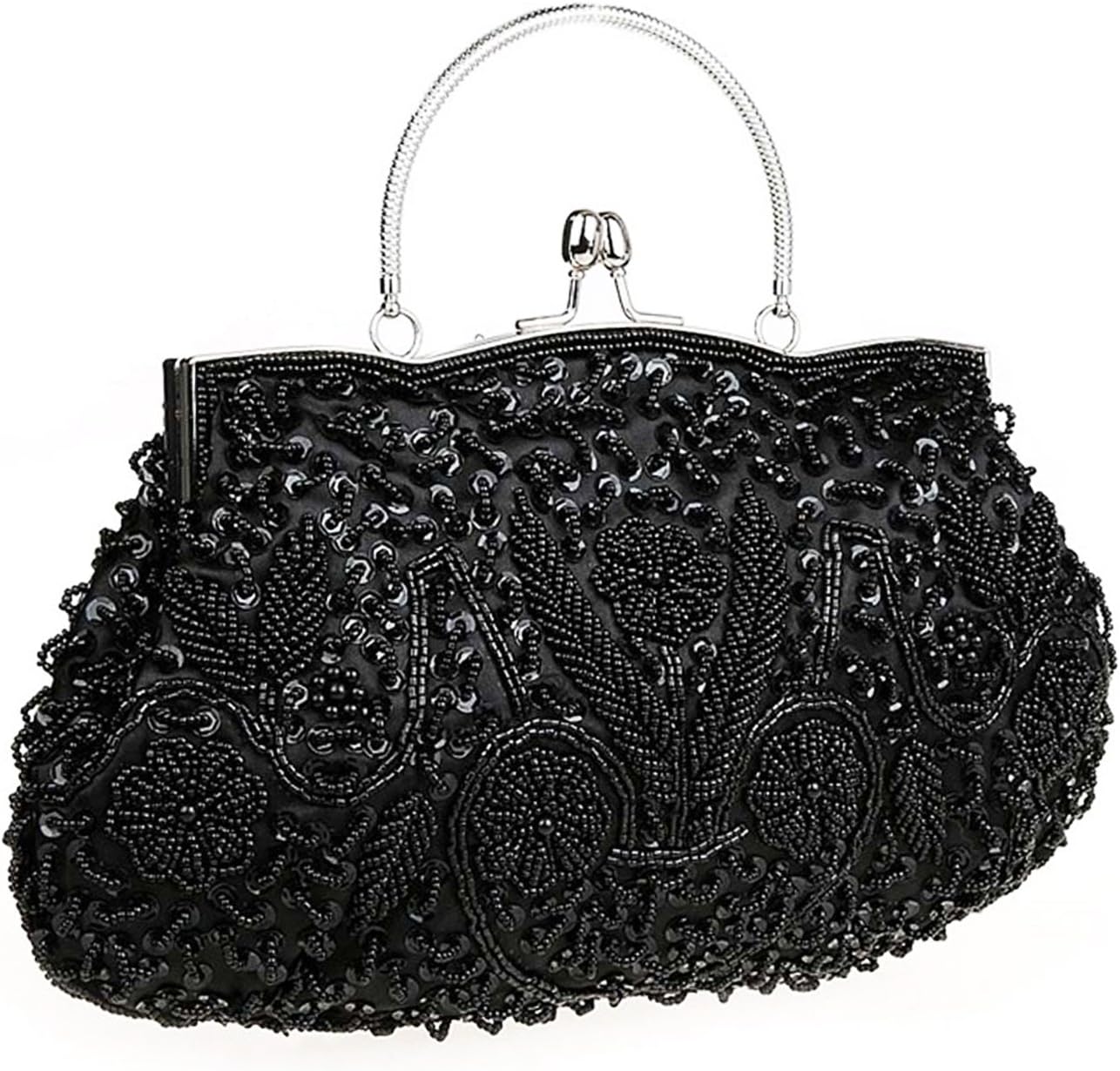 Satin Purse Evening Handbags Wedding Bag Beaded Sequins Clutch for Party