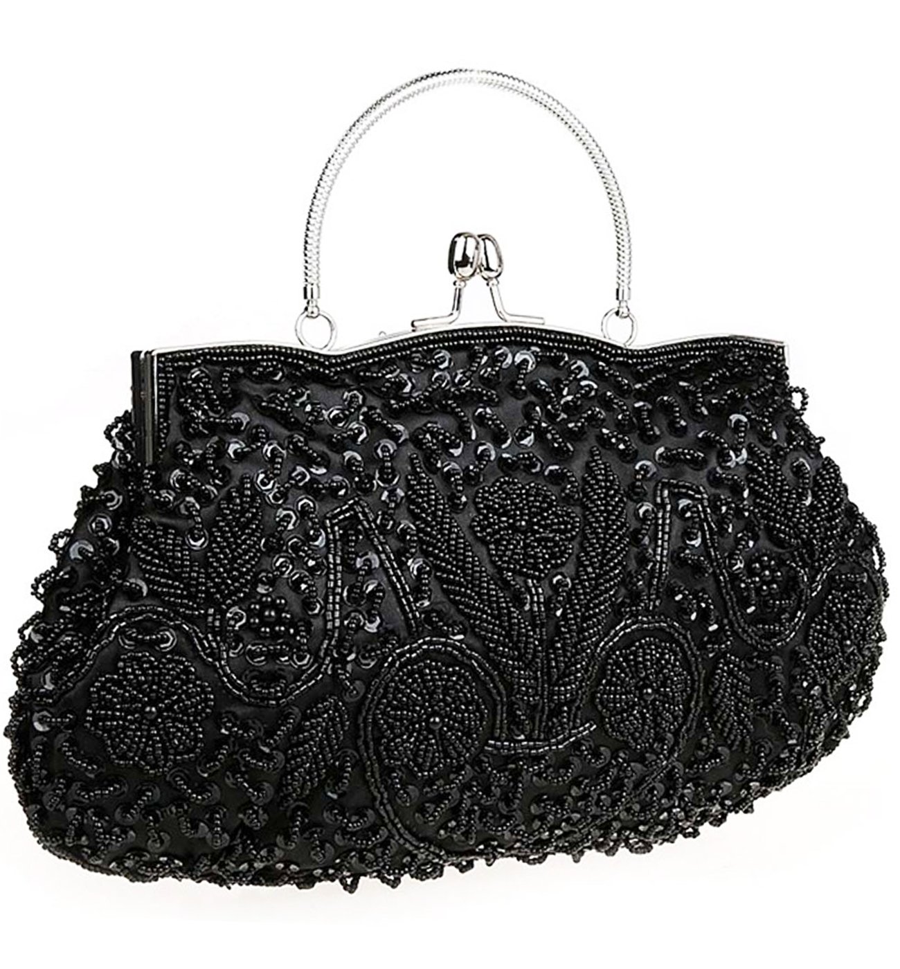 Satin Purse Evening Handbags Wedding Bag Beaded Sequins Clutch for Party