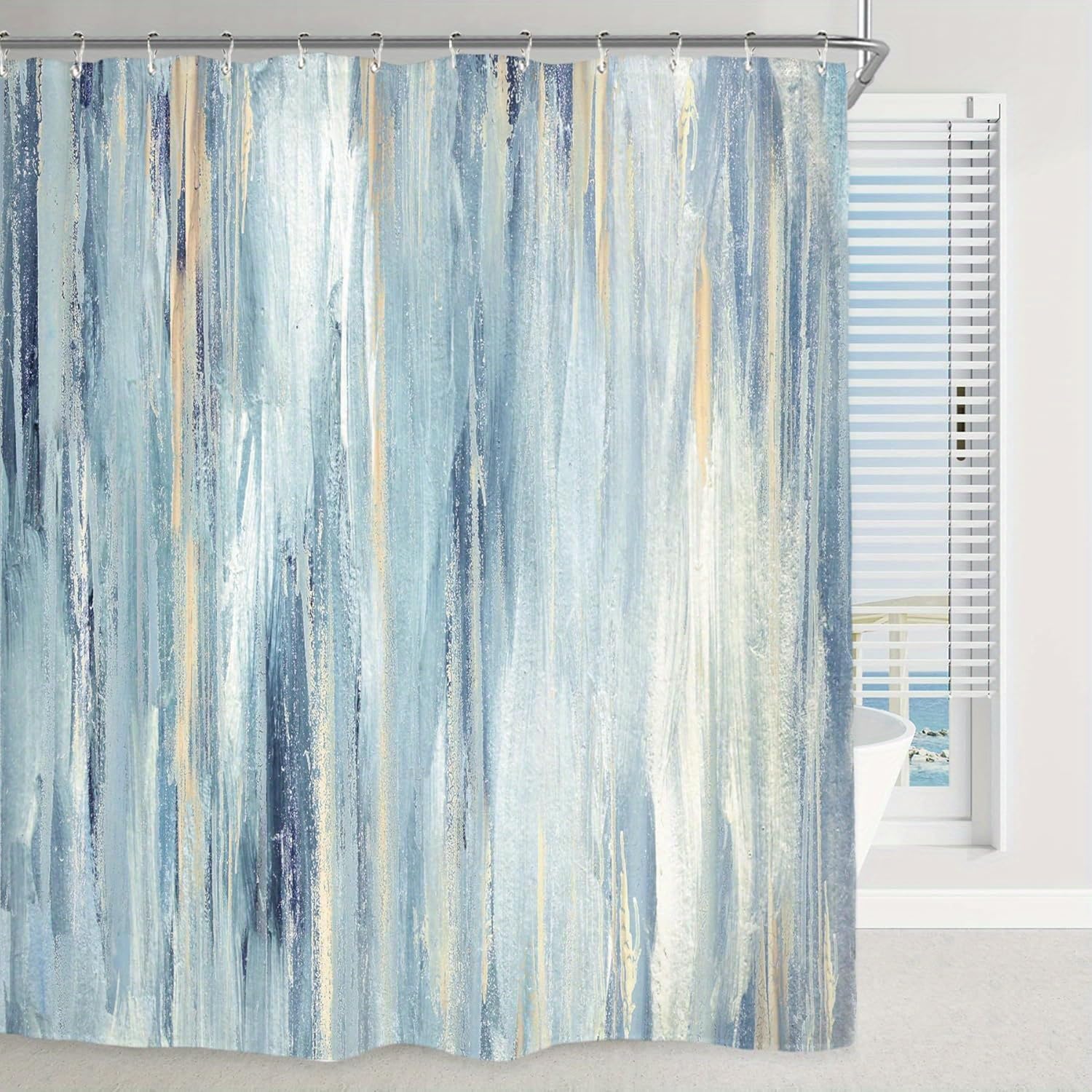 Rideau de douche abstrait moderne pour créer une ambiance spa minimaliste chez soi