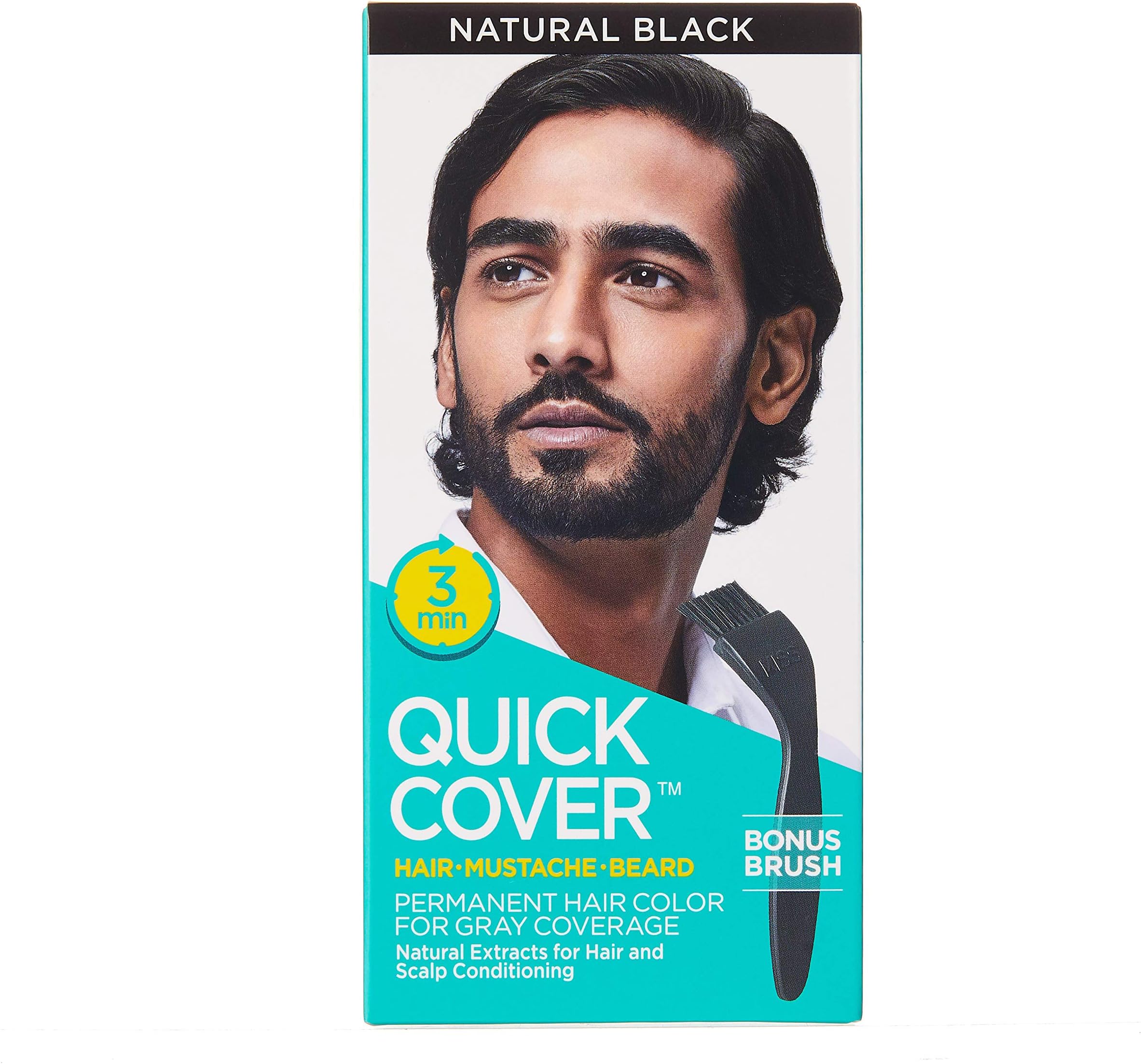 KISS Quick Cover Hair Colour For Men QMC03, Natural Black