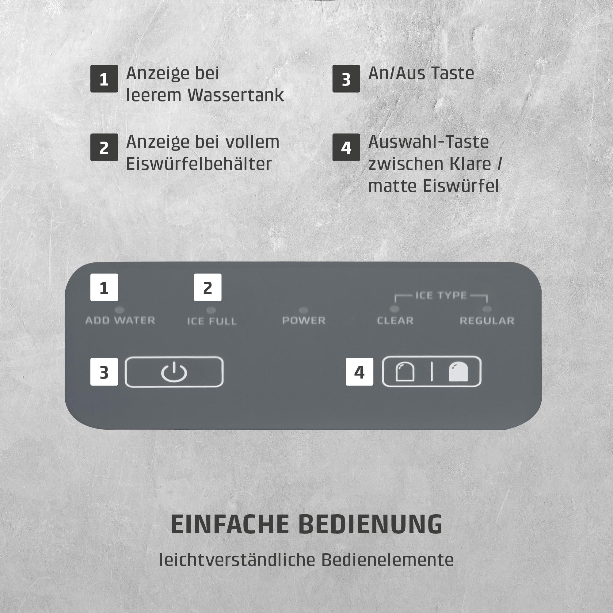 CASO Clear Ice Advanced Eiswürfelbereiter mit Kompressor – Leise 48 dB, klare & matte Eiswürfel, 8–12 Min., 1,5 l Wassertank, Selbstreinigung, matt schwarz