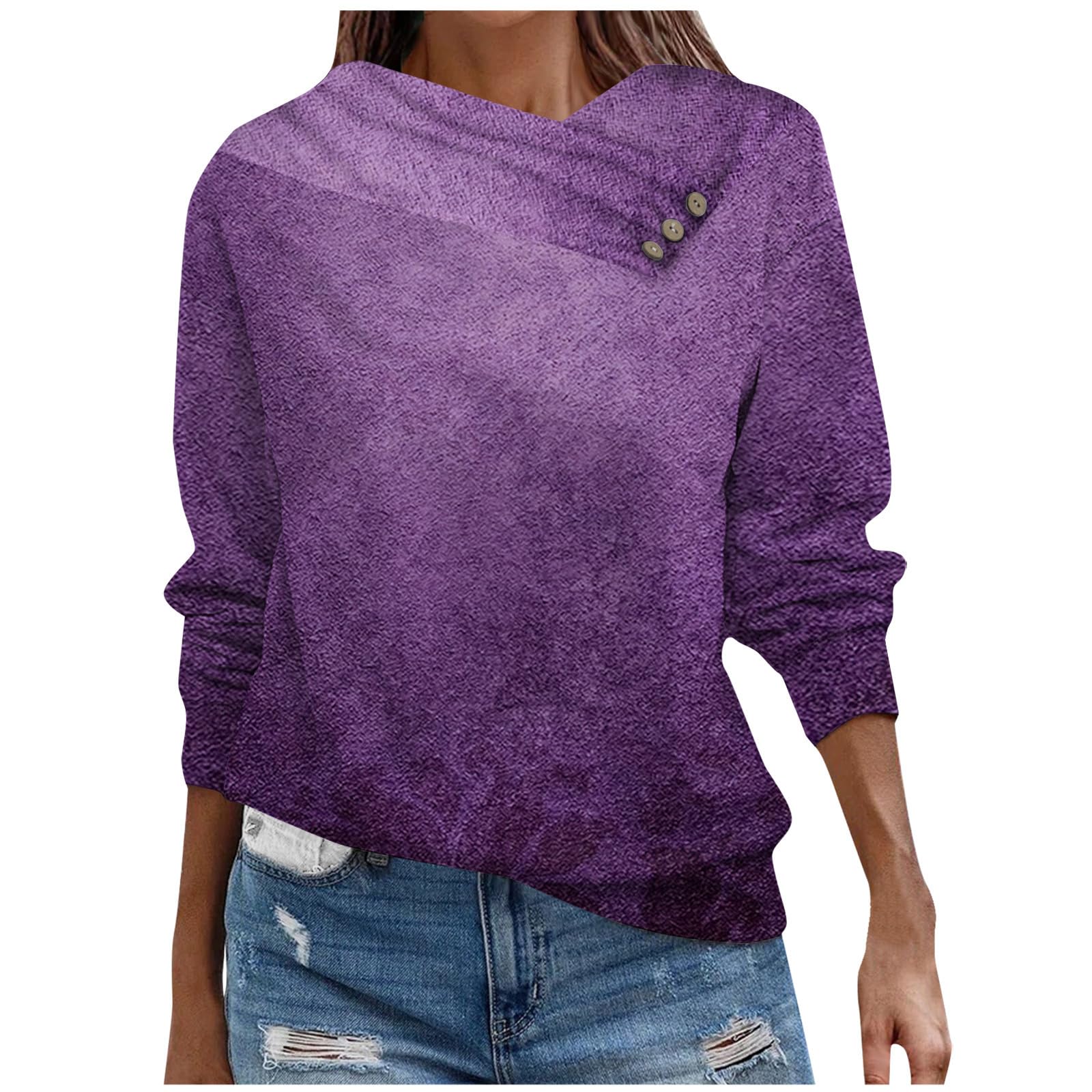 JJHAEVDYOversized Sweatshirts for Women Button Down Pullover High Low V-Neck Hoodies Striped Hooded Floral Print Clothes