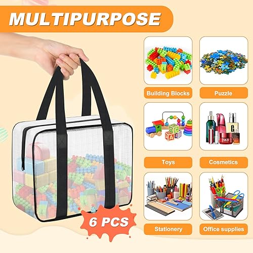 Miniatura 6 de 6 bolsas grandes de almacenamiento de juguetes, bolsas organizadoras de juguetes plegables transparentes con cremallera, bolsas organizadoras de