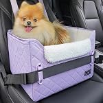 PETSFIT Sièges de voiture pour chiens pour petits chiens, siège de voiture de booster de chien breveté, siège pour voiture de chat avec ceinture de sécurité, adapté pour les petits animaux jusqu'à 25lbs (Gris)