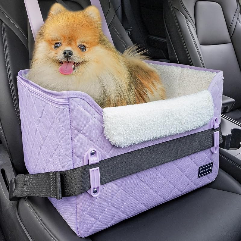 Assento elevatório para cães pequenos PETSFIT com fivelas de segurança e estrutura dobrável – Roxo Lavanda
