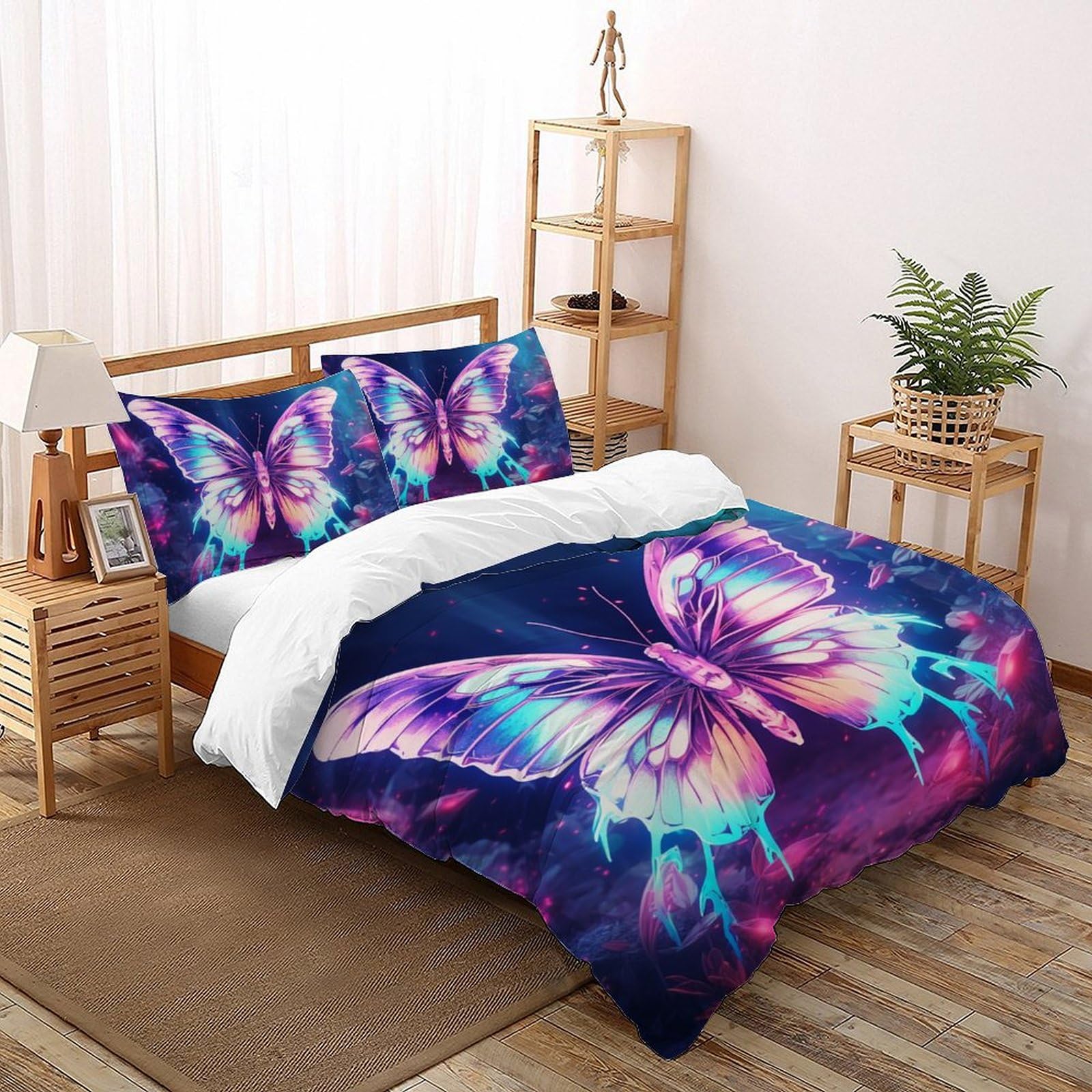 Housse de couette 3D imprimé papillon en microfibre haut de gamme 200x200cm