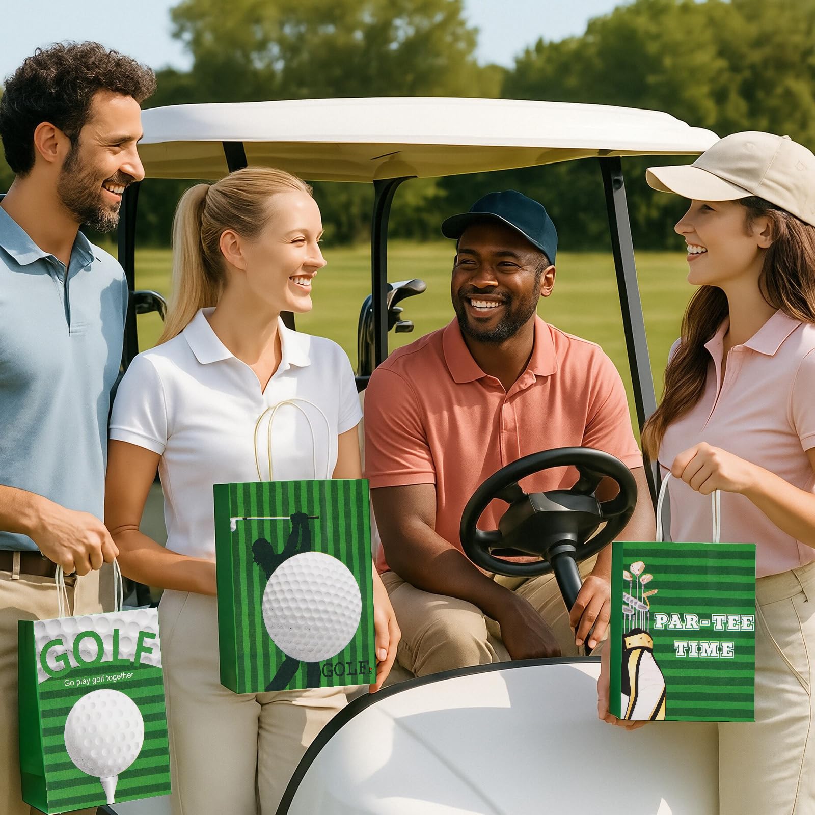 Golf Party Favor Bags - Golf Themed Goodie Bags with Handles for Birthday Decorations, Golfs Gift Bags, Golfs Theme Birthday Goody Paper Bags for Men Women Sports Events Party Favor Supplies