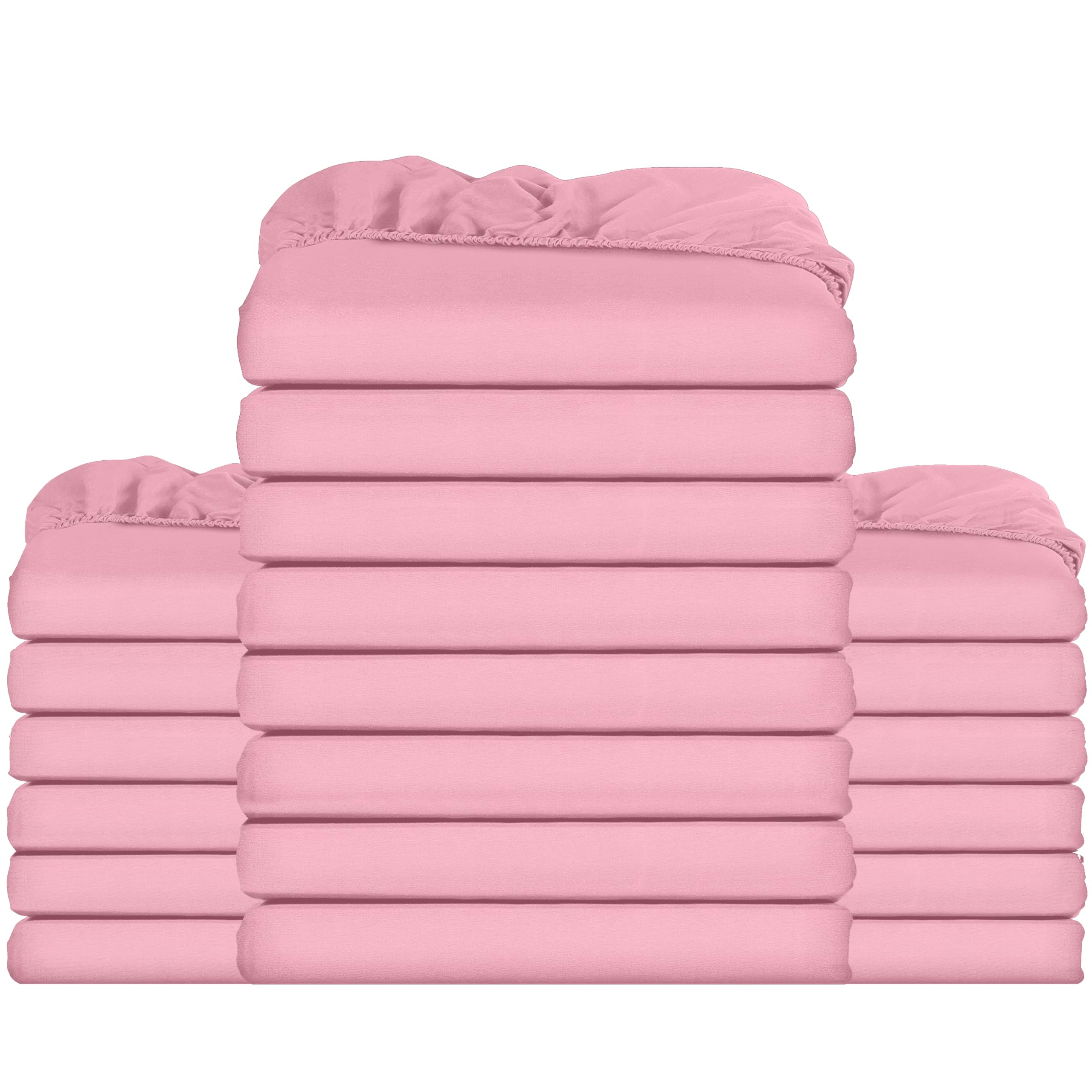 Utopia Bedding Fitted Sheet Bulk Pack of 20 Pieces - King, Pink - Deep Pocket - Easy Care Soft Brushed Microfibre Fabric - Shrinkage and Fade Resistant - Bottom Sheet โ image 1