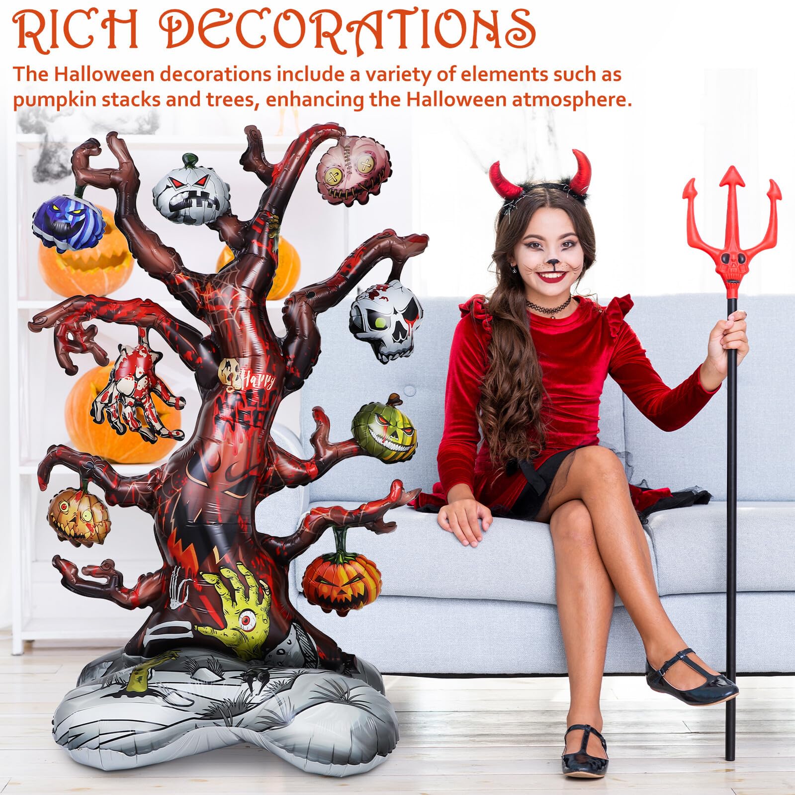 Décoration Gonflable D'halloween Ballon en Aluminium Facile à Installer, Effet Visuel Unique pour Fête D'halloween Extérieur en 1 Set