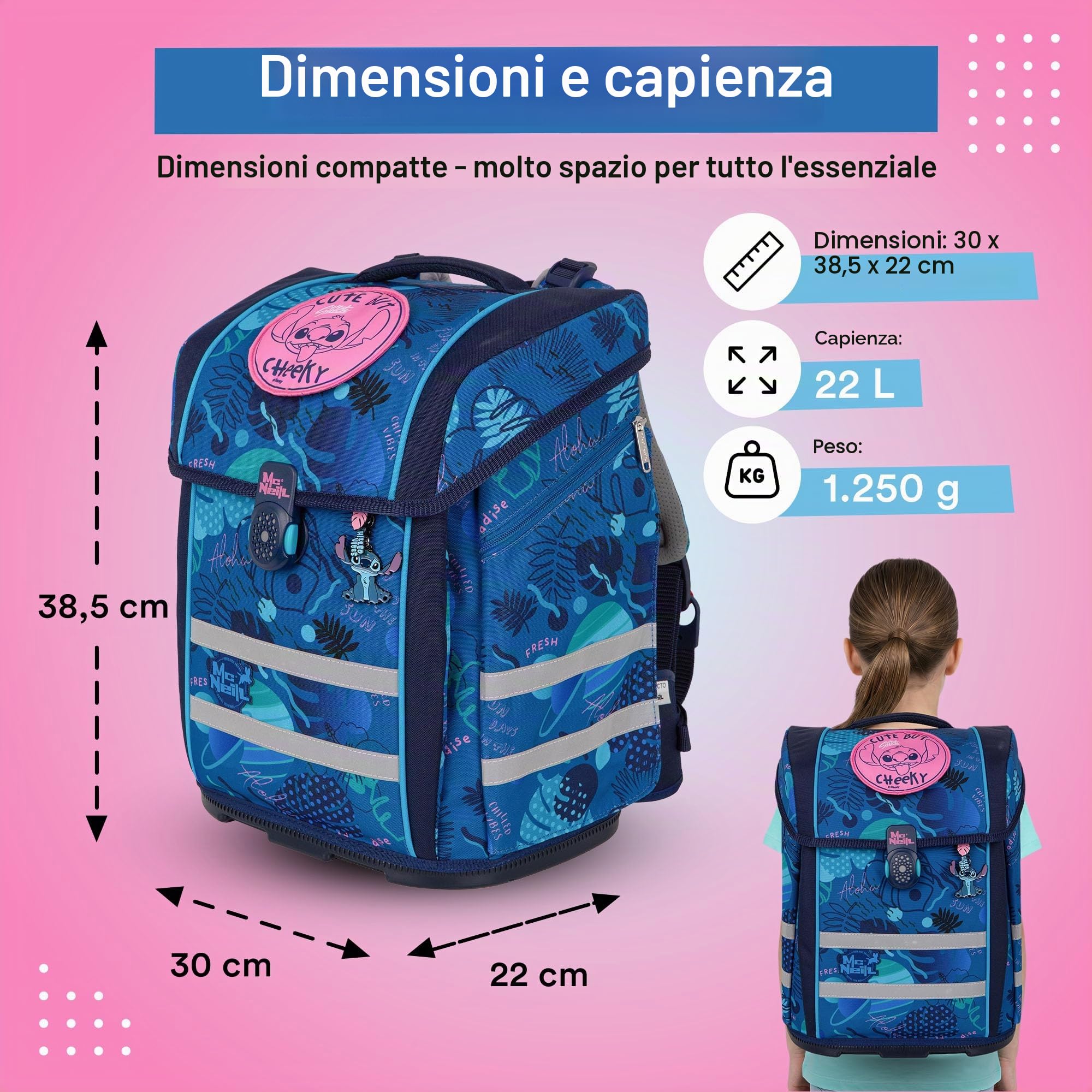 McNeill Set di zaini per la scuola PERFECTO – 5 pezzi – Collezione 2024
