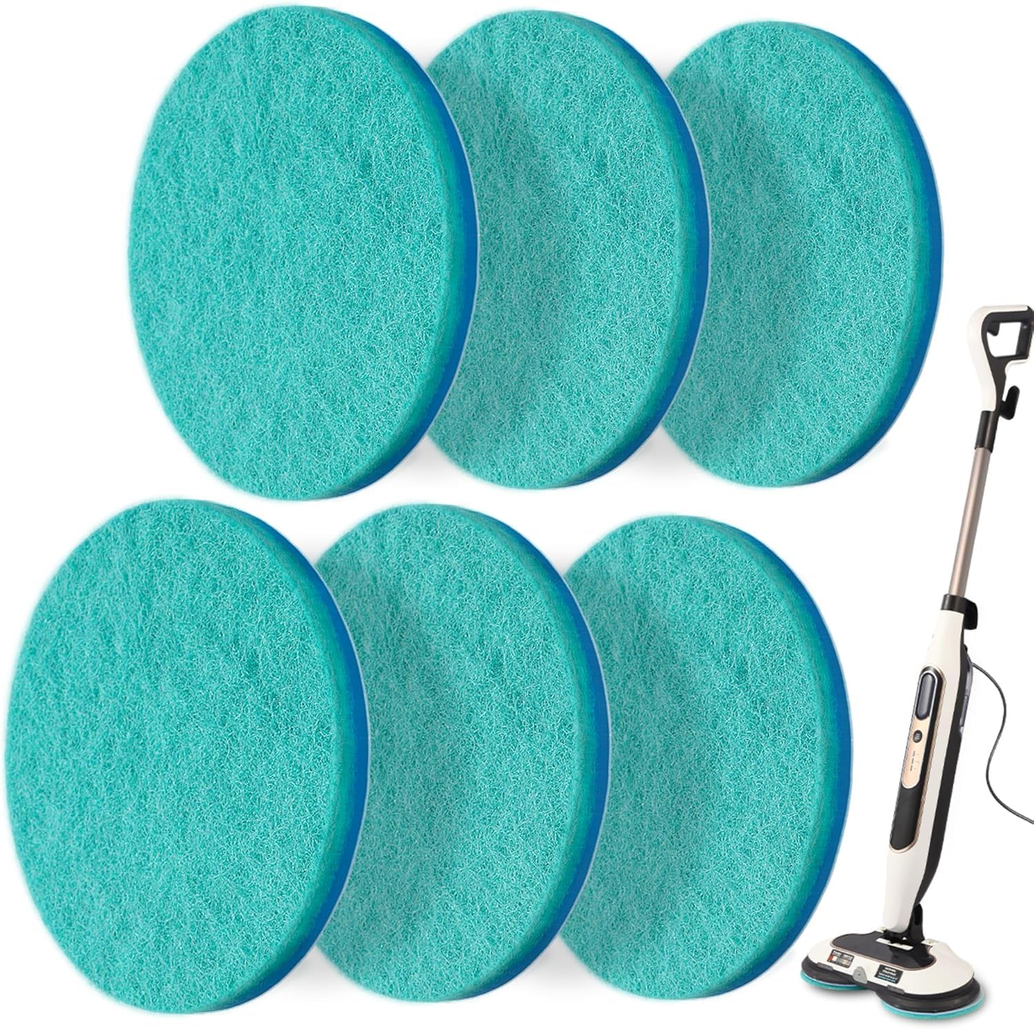 S6002UK Steam and Scrub Mop Pads Replacement for Shark,Scrubbing and Sanitizing Rotating Power Pads Stains & Dirt Removal for all Sealed Hard Floors (6 Green)