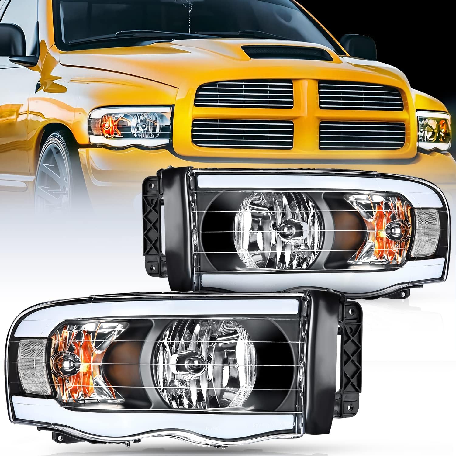 Buy Nilight Headlights Assembly Led DRL for 20022005 Dodge Ram 1500/