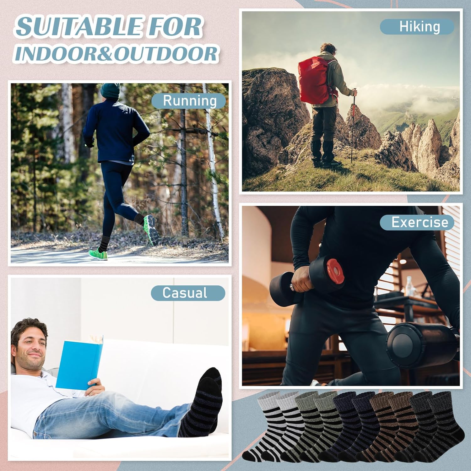 Toulite 50 Pairs Womens Wool Socks Bulk Warm Winter Thick Knit Thermal Socks for Women Men Christmas Gifts - Image 7