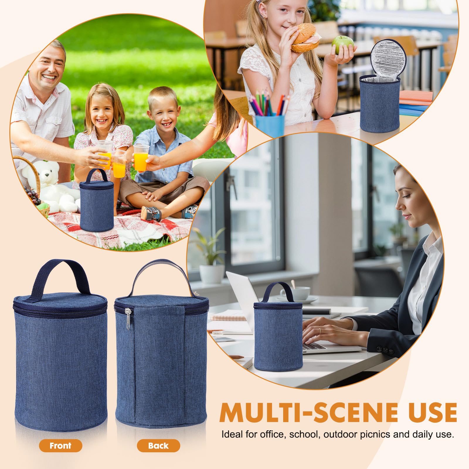 Outanaya Bolsa Térmica para Taza de Sopa de Lona Forro de Aluminio | No se Deforma Fácilmente, Conservación del Calor, para Llevar y Uso en Casa, Suministro Práctico