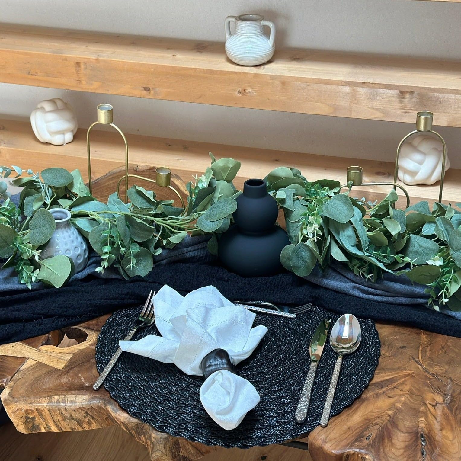 Black Buffalo Horn Napkin Rings – Lot de 6 anneaux de table à manger élégants pour décoration de table de mariage et décoration de table rustique