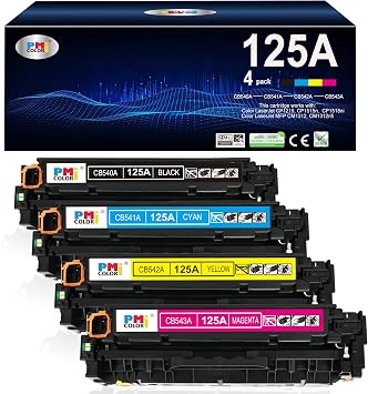125A Toner Cartridges 4-Pack Replacement for HP Color CP1215,CM1312nfi,CM1312 MFP,CP1518ni ,CP1515n Printer Black,Cyan,Magenta,Yellow