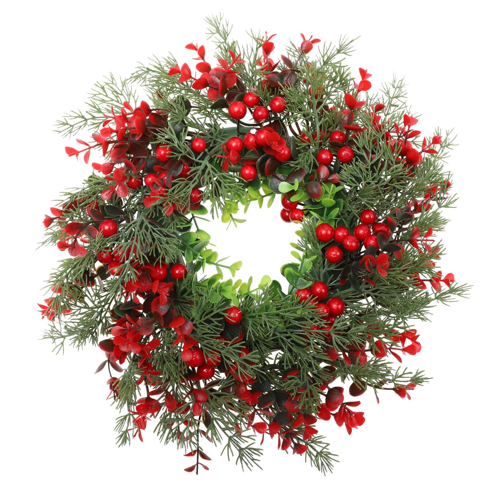 Guirnalda Navideña Colgante Decorativa para Puerta, 40 Cm, Material Plástico Resistente, Decoración De Bayas Rojas Simuladas, Uso Interior y Exterior para Fiesta Navideña