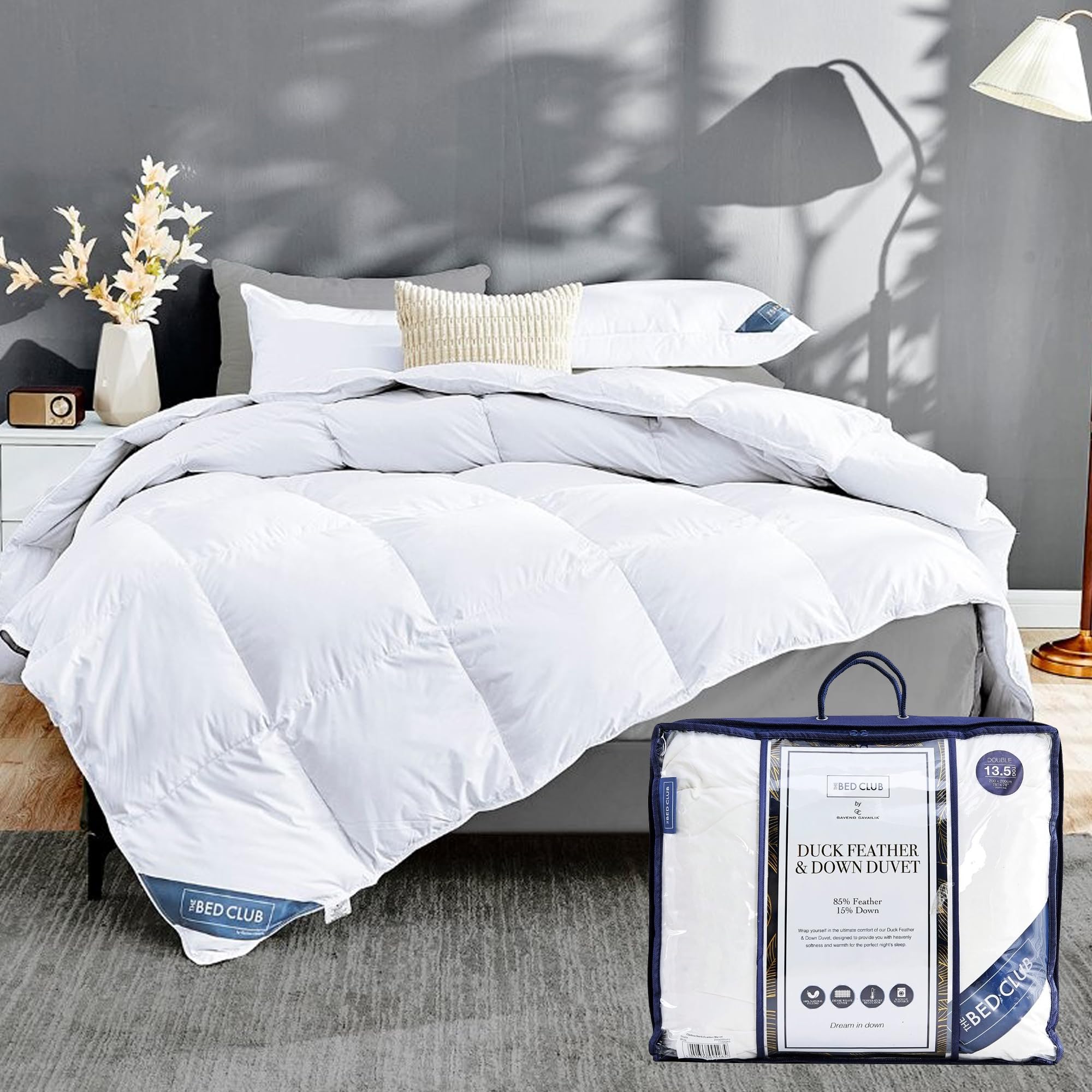 Lions Duck Feather Down Duvet Quilt - 13.5 Tog Duvet Double Size, Anti Allergy and Down Proof, Hotel Quality Soft Warm Cosy Quilt, Ideal for Summer Winter, Machine Washable, 200x200cm