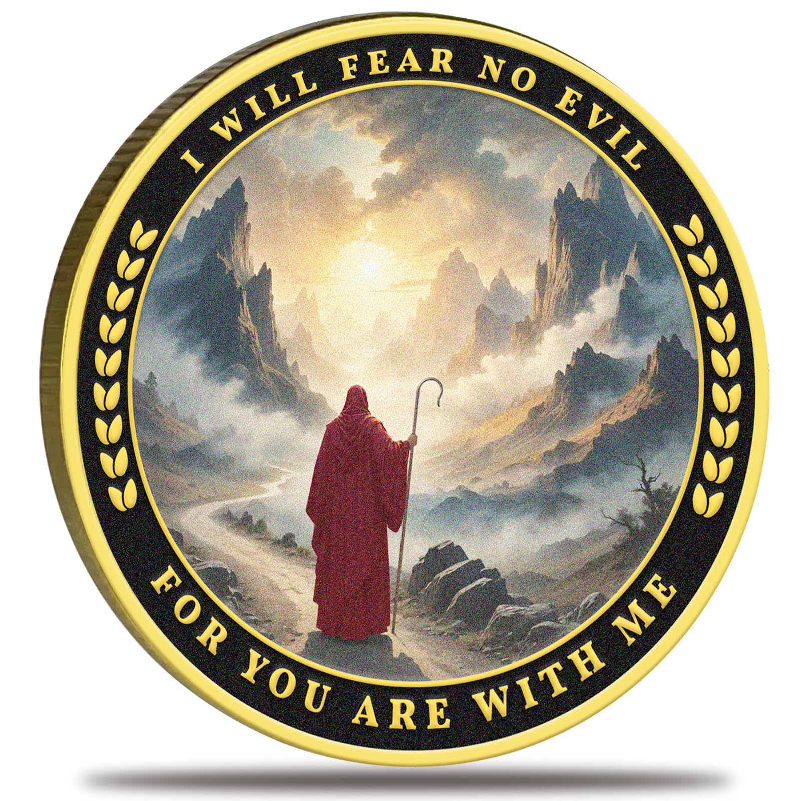 INNATO I Will Fear No Evil Faith Over Fear Challenge Coin – Christian Faith Pocket Token, Scripture-based Pocket Medallion, Inspirational Scripture Coin For Courage & Protection