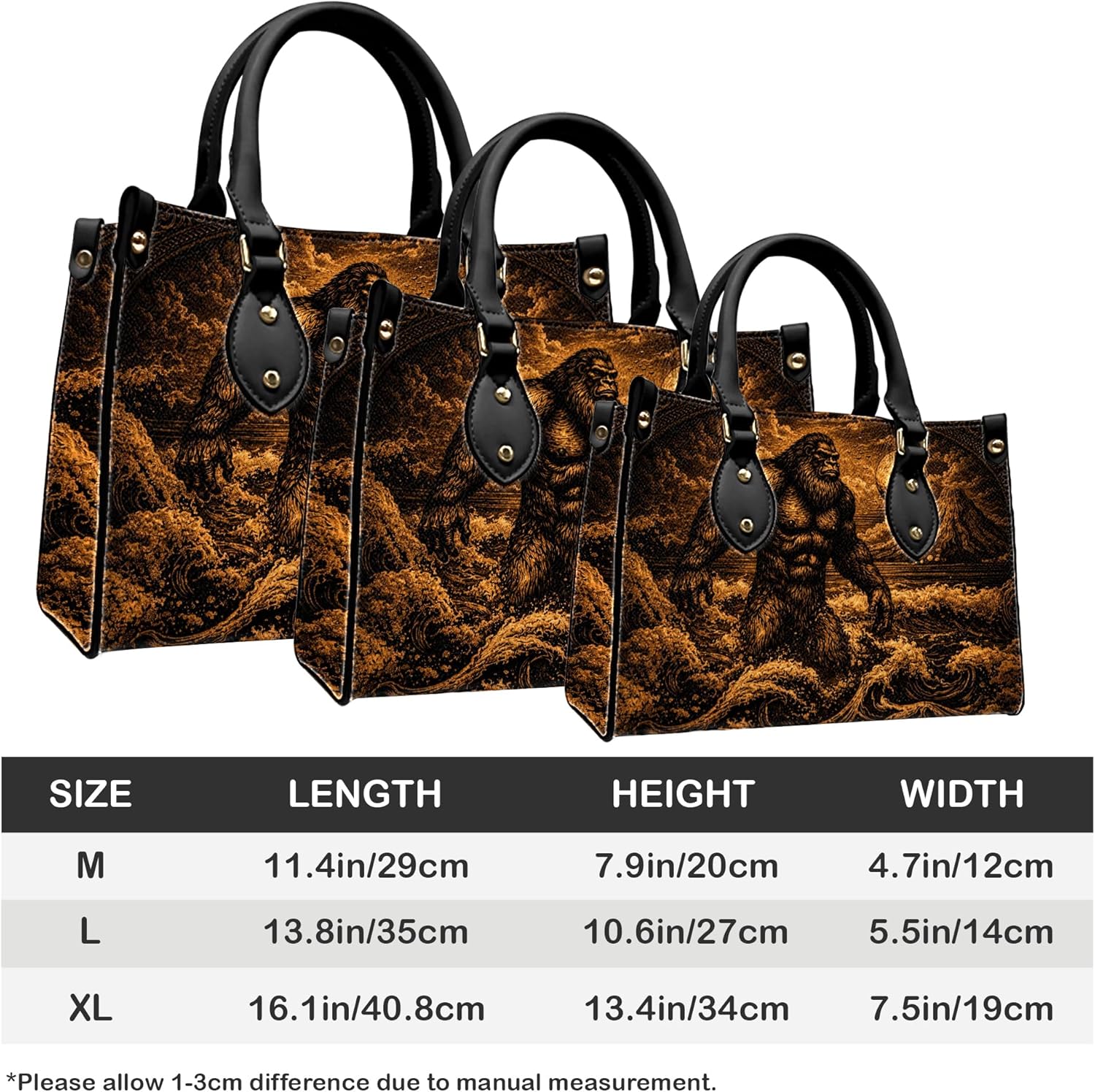 Novelty Animal Art Leather Handbag Collection with Matching Purse, Vintage Wildlife Tote Bag Gift for Women - Image 5