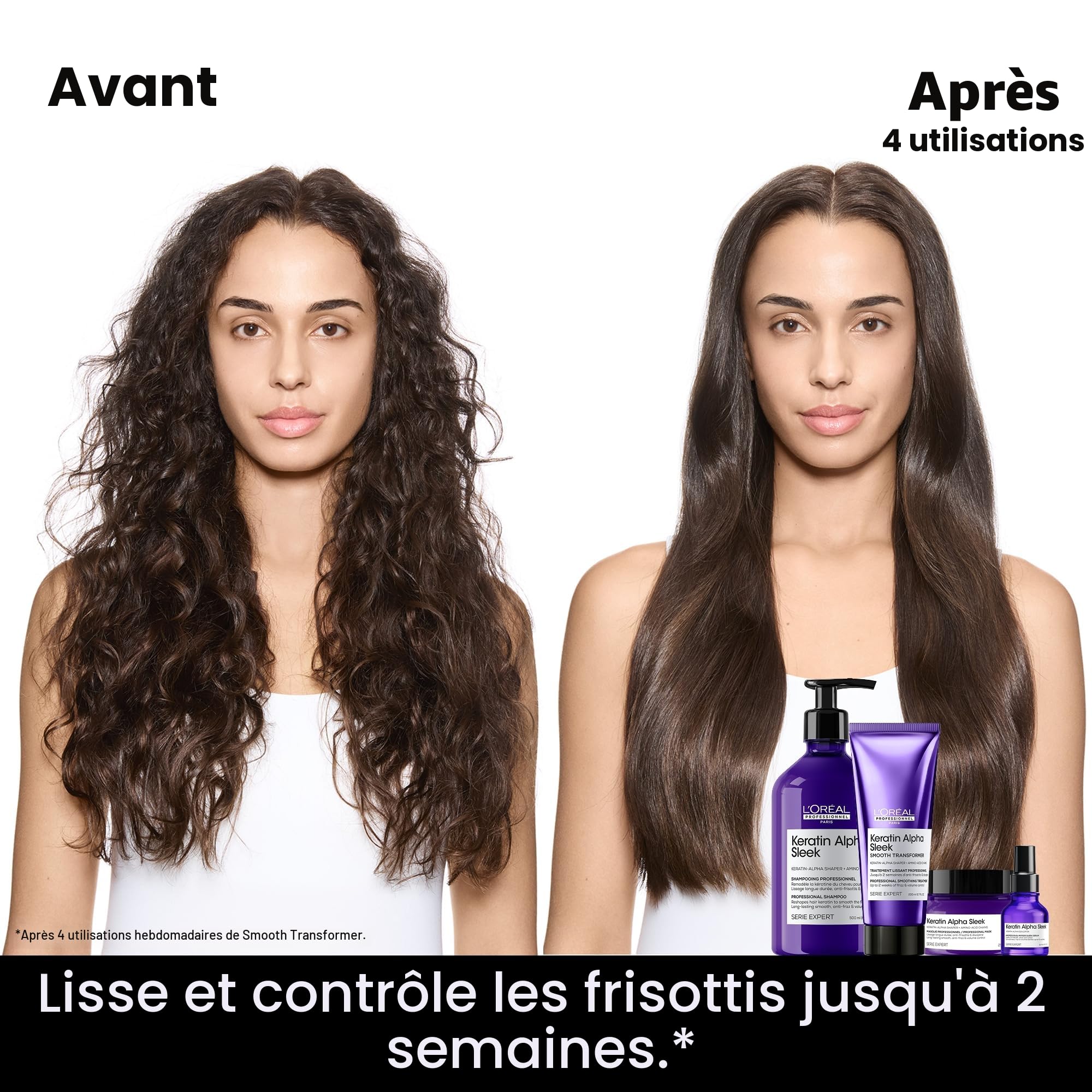 L'Oréal Professionnel - Transformateur à la kératine Alpha Sleek Smooth Transformer - Anti-frisottis - Douceur longue durée et contrôle du volume - Avec kératine Sleeker et acides aminés - Pour tous