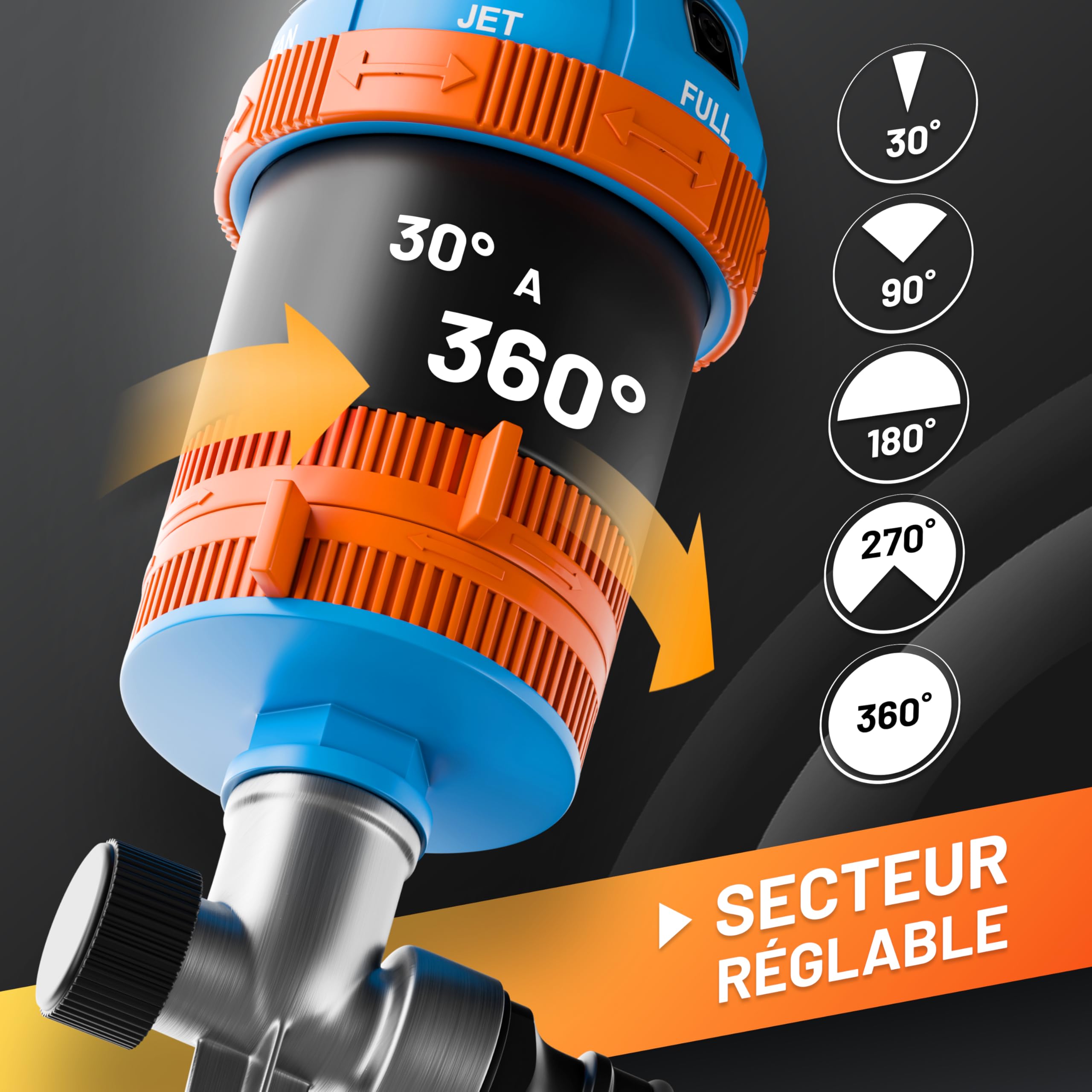 GRÜNTEK Arroseur de Jardin à Sécteur. Asperseur Arrosage Rotatif 360° Asperseur Automatique sur Pied Turbine Arrosage à Secteur Jardin Gazon Pelouse