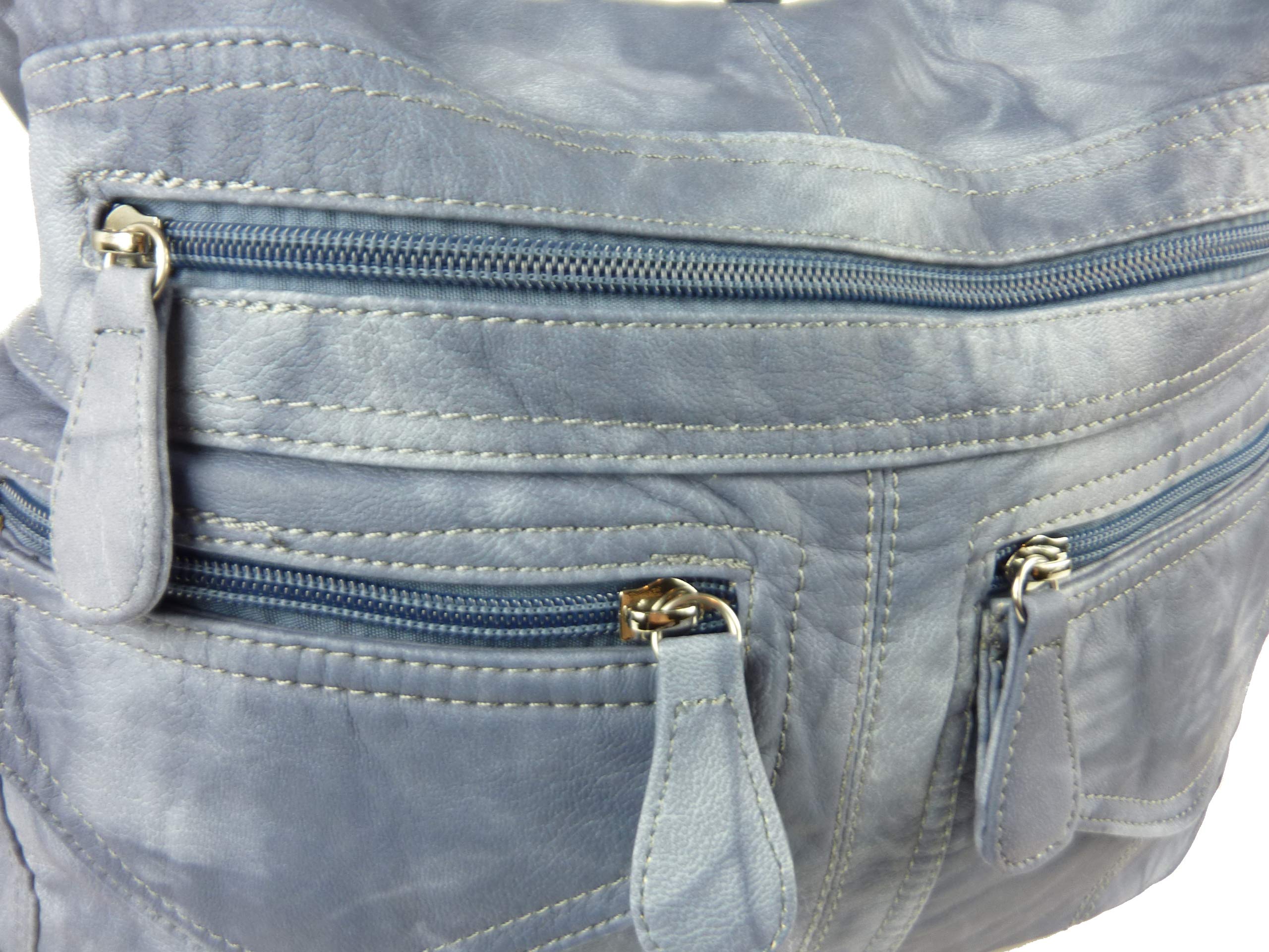 Rucksacktasche I 2in1 Damen Rucksack und Handtasche in Einem I Schultertasche einfarbig uni und batik I Damen-Tasche sportlich & leger (jeansblau blau)