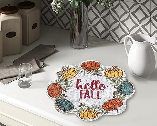 Miniatura 7 de Cargador redondo de cuentas de 13 pulgadas, blanco, tapete decorativo para mesa de comedor, cargador brillante de vacaciones y Navidad, decoración