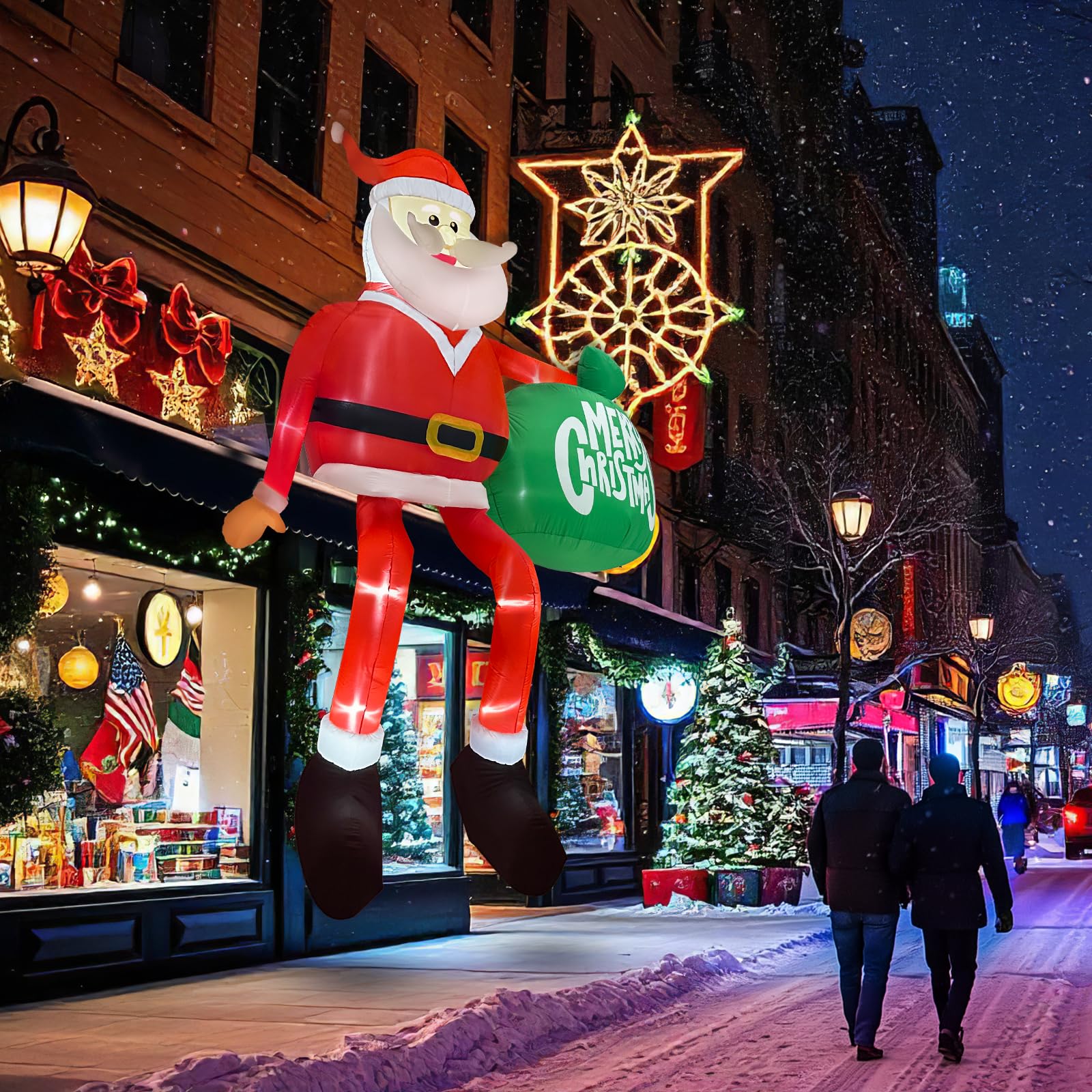 450 cm Santa Claus trepa la pared con regalos, gran decoración navideña